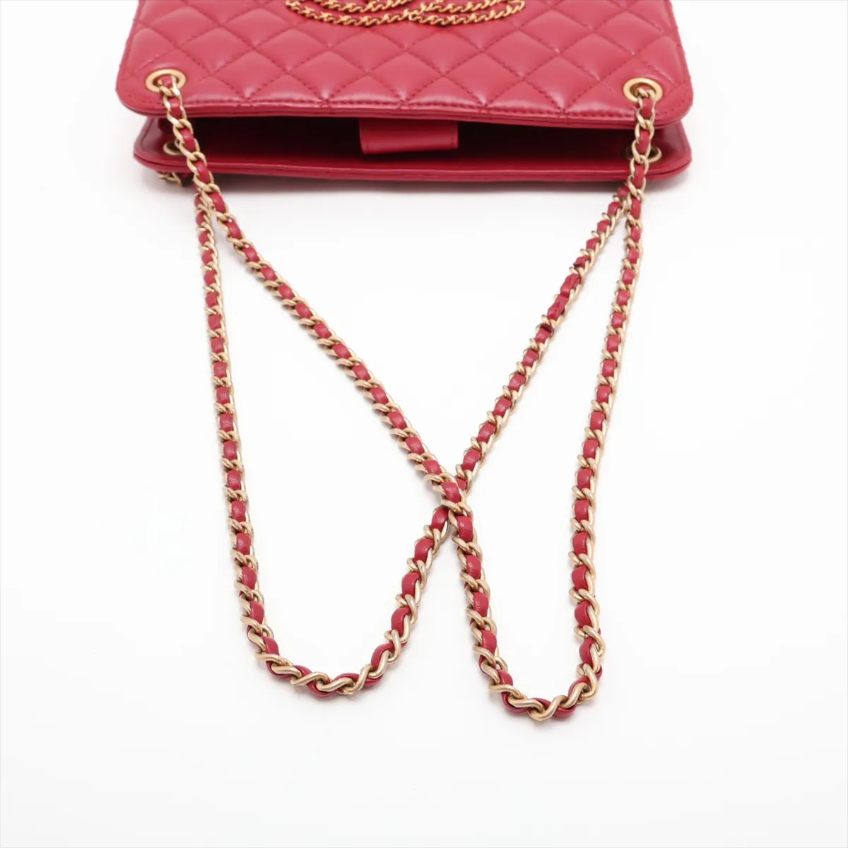 Matelassé Lambskin Chain Shoulder Bag, Red with Gold Hardware, 30545308 (Serial Number in the 30s) — view 5