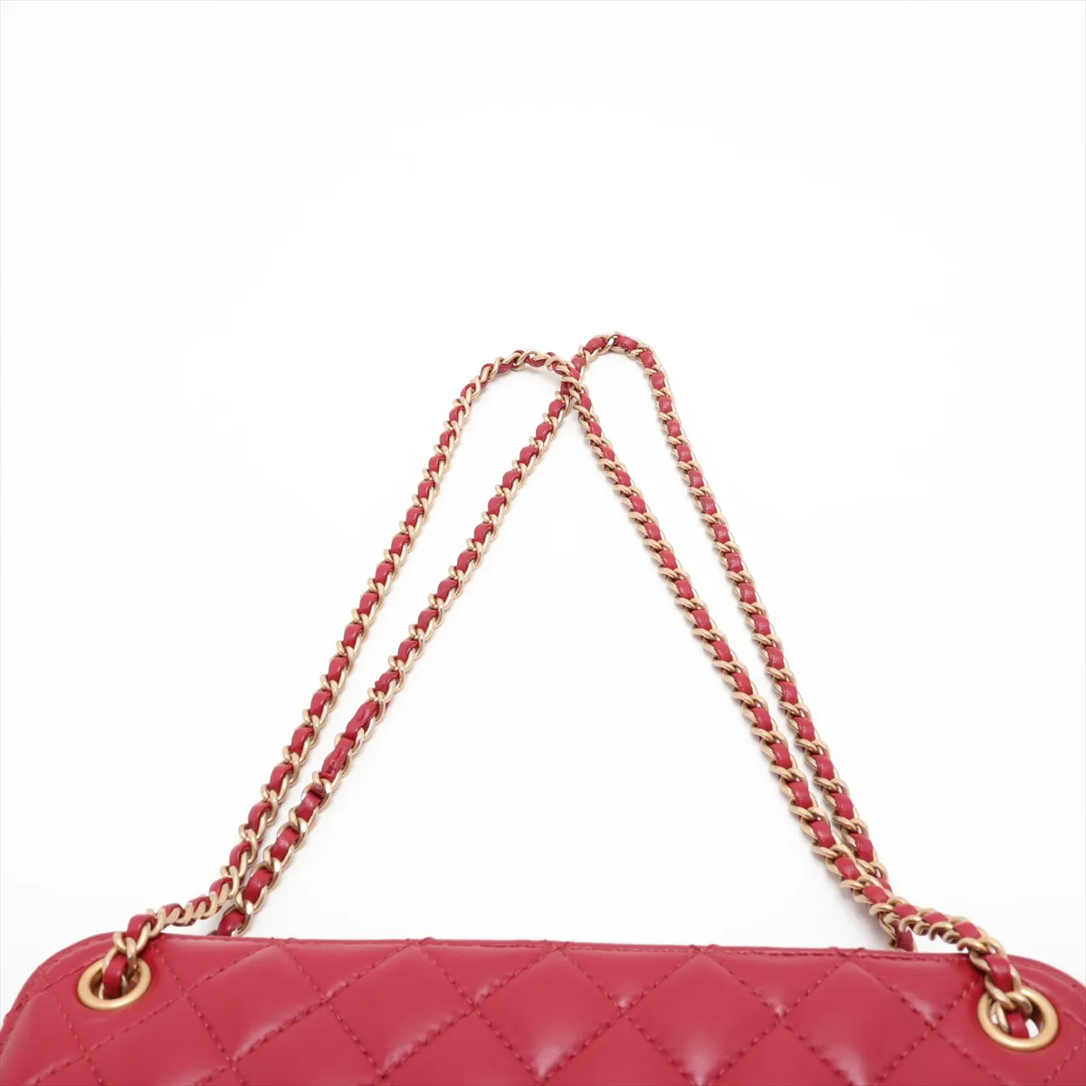 Matelassé Lambskin Chain Shoulder Bag, Red with Gold Hardware, 30545308 (Serial Number in the 30s) — view 6