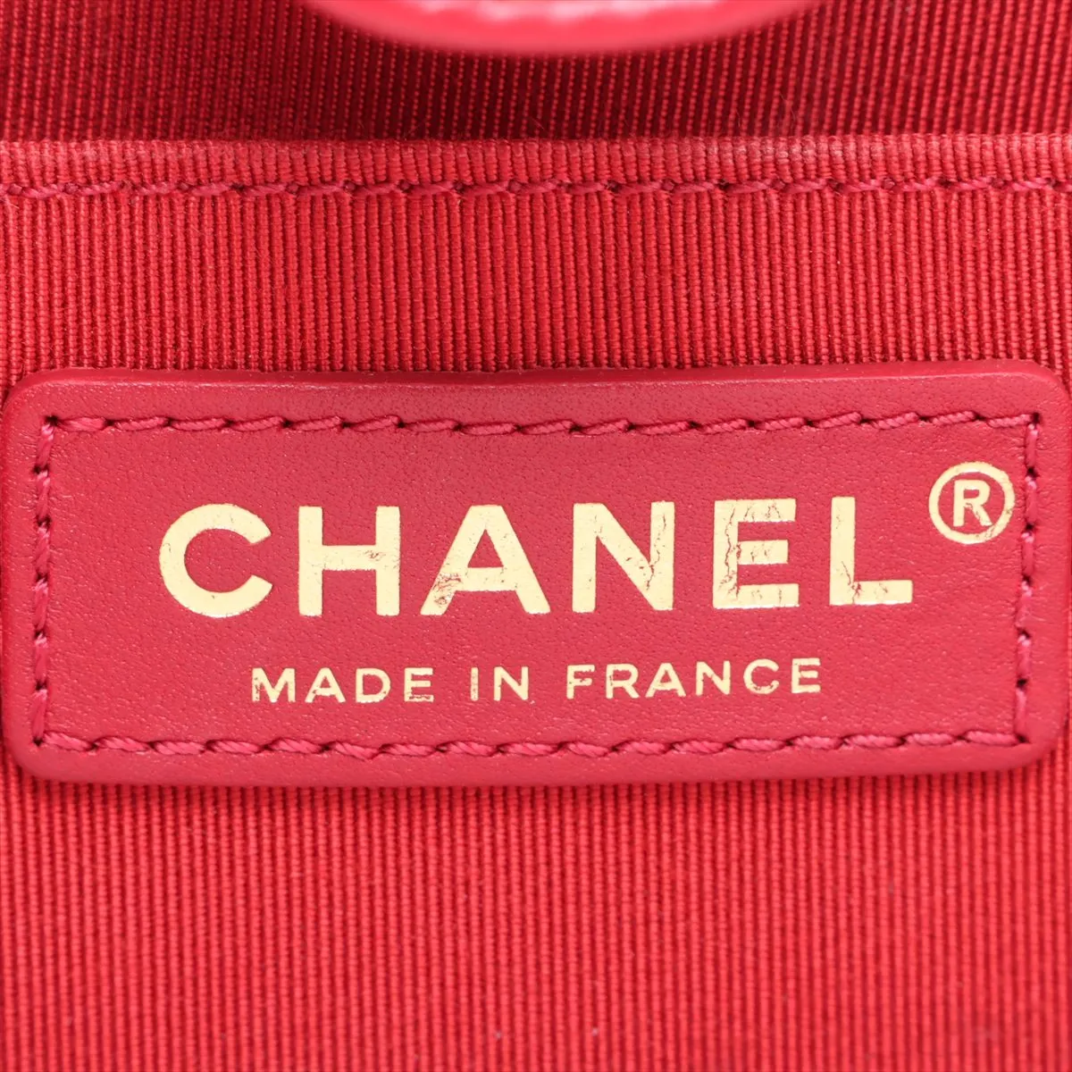 Matelassé Lambskin Chain Shoulder Bag, Red with Gold Hardware, 30545308 (Serial Number in the 30s) — view 9