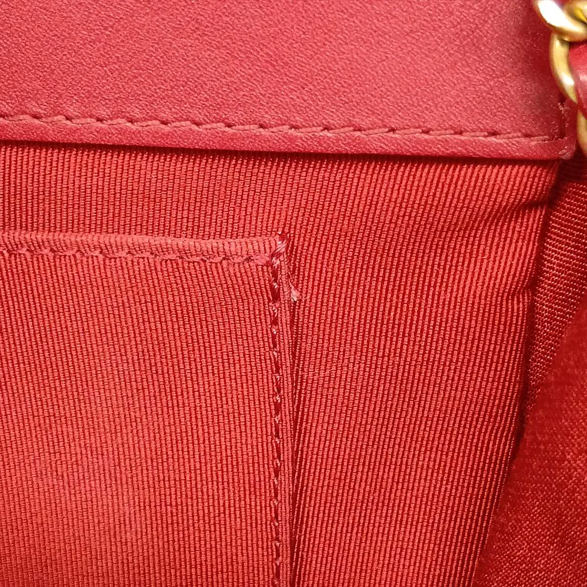 Matelassé Lambskin Chain Shoulder Bag, Red with Gold Hardware, 30545308 (Serial Number in the 30s) — view 10