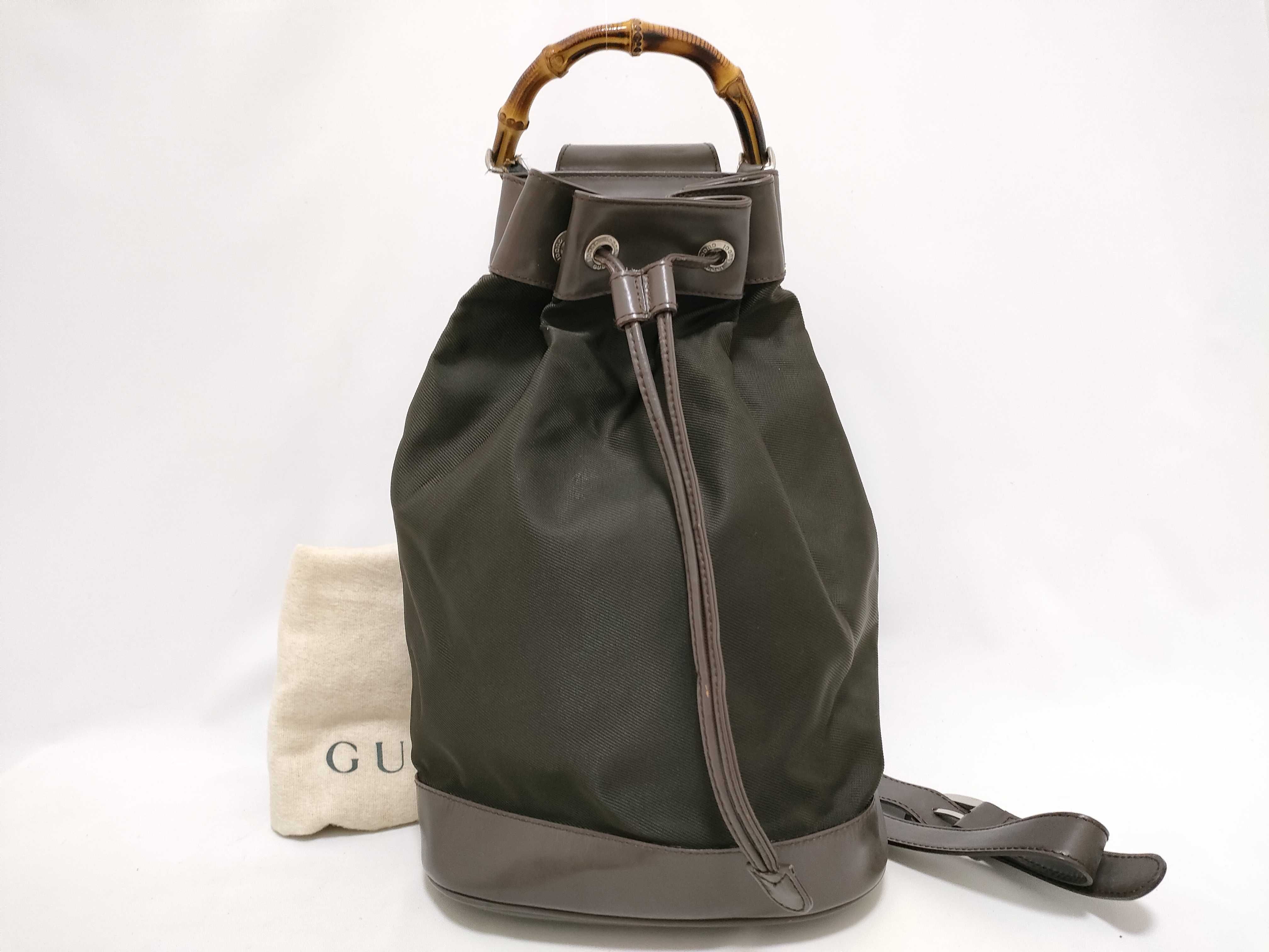 Bamboo Shoulder Bag/Body Bag (003.2113) - Bamboo, Nylon, Leather, Brown.