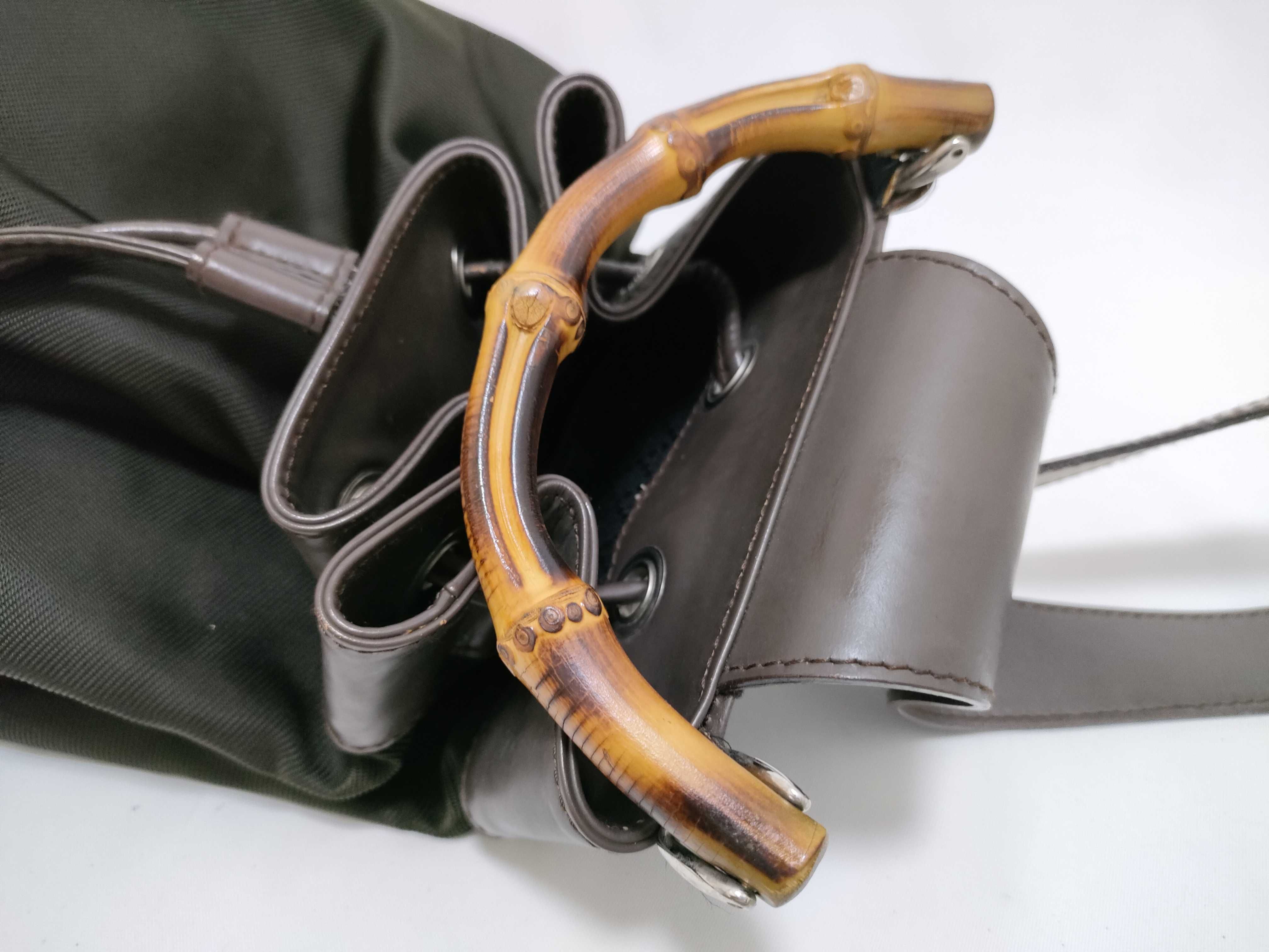Bamboo Shoulder Bag/Body Bag (003.2113) - Bamboo, Nylon, Leather, Brown. — view 11