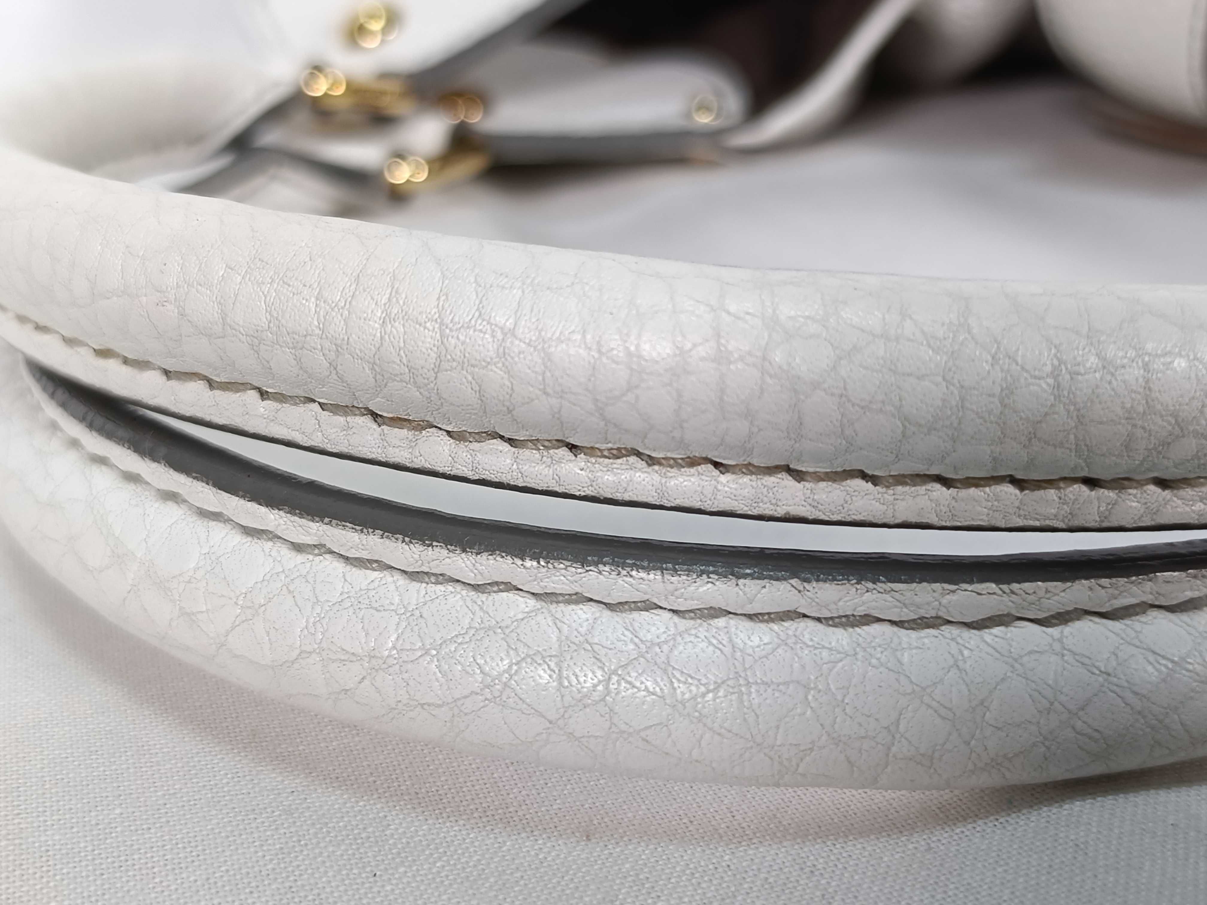 Mahina White Monogram Perforated Calfskin Large Tote Bag — view 5