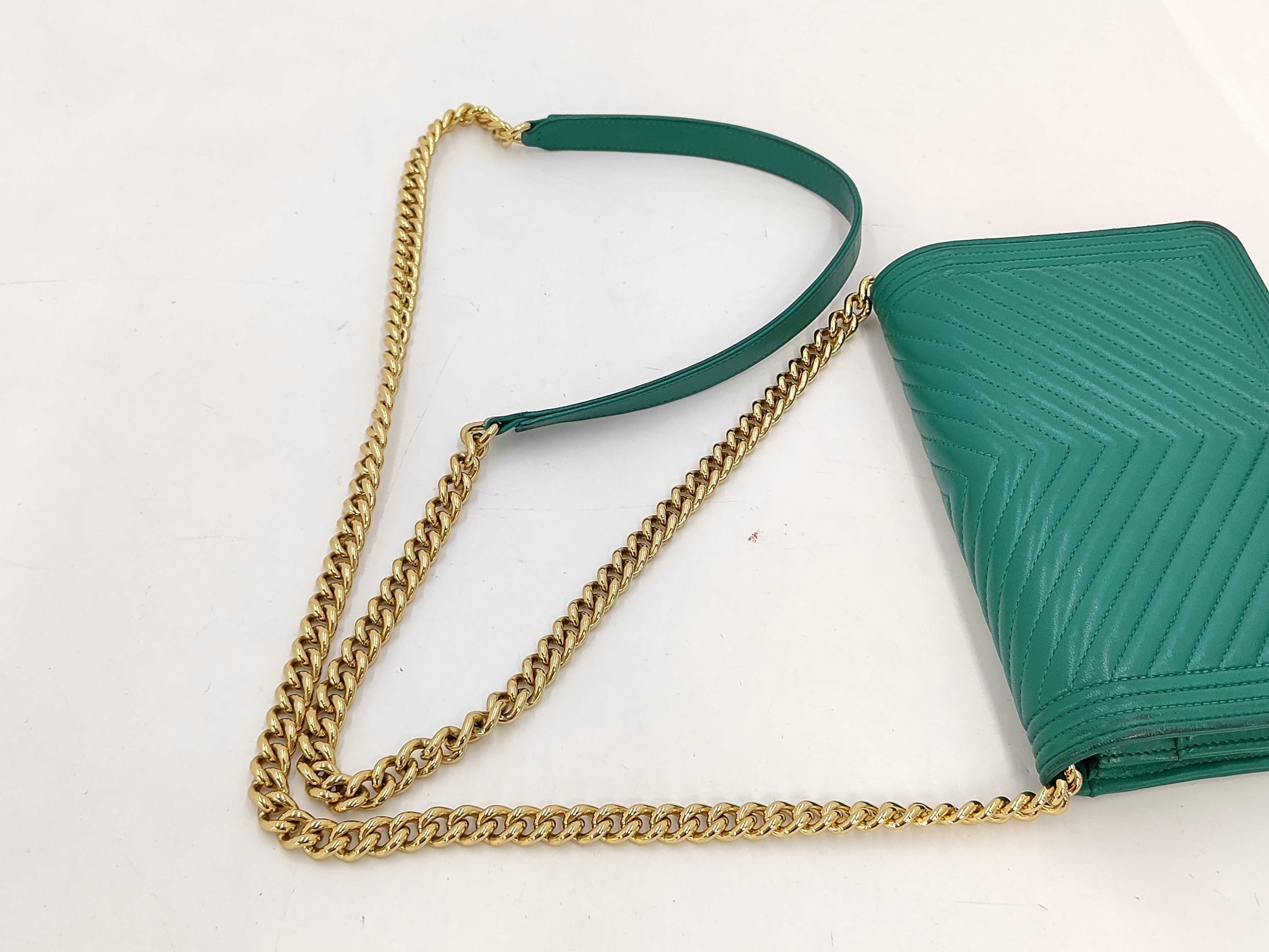 Boy Chanel Chain Wallet, Green Lambskin, Chevron Pattern, Gold Hardware, Shoulder Bag — view 5