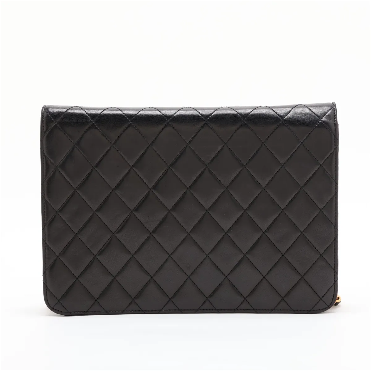 Matelassé Lambskin Chain Shoulder Bag, Push Lock, Black with Gold Hardware, 5135900, Series 5 — view 2