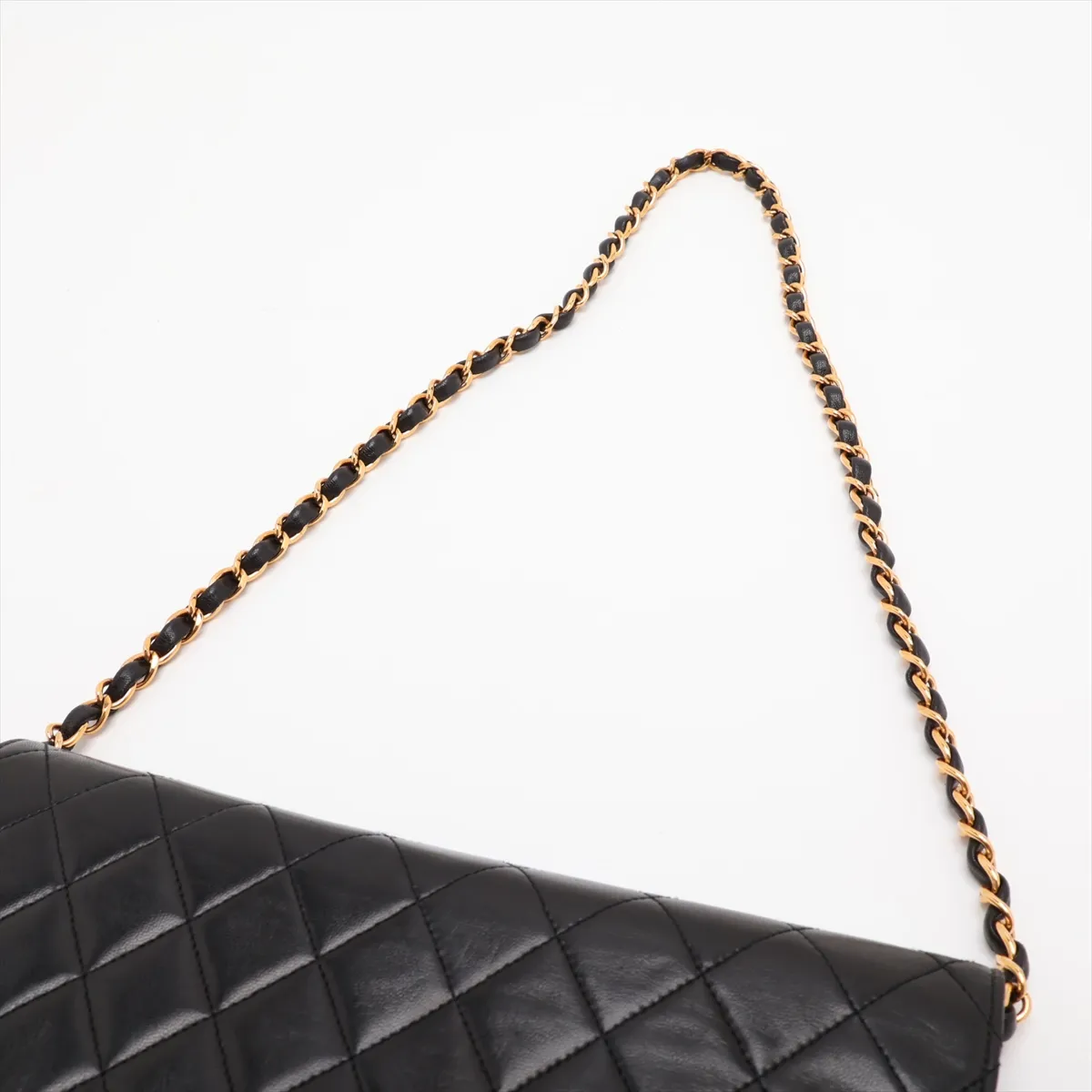 Matelassé Lambskin Chain Shoulder Bag, Push Lock, Black with Gold Hardware, 5135900, Series 5 — view 5