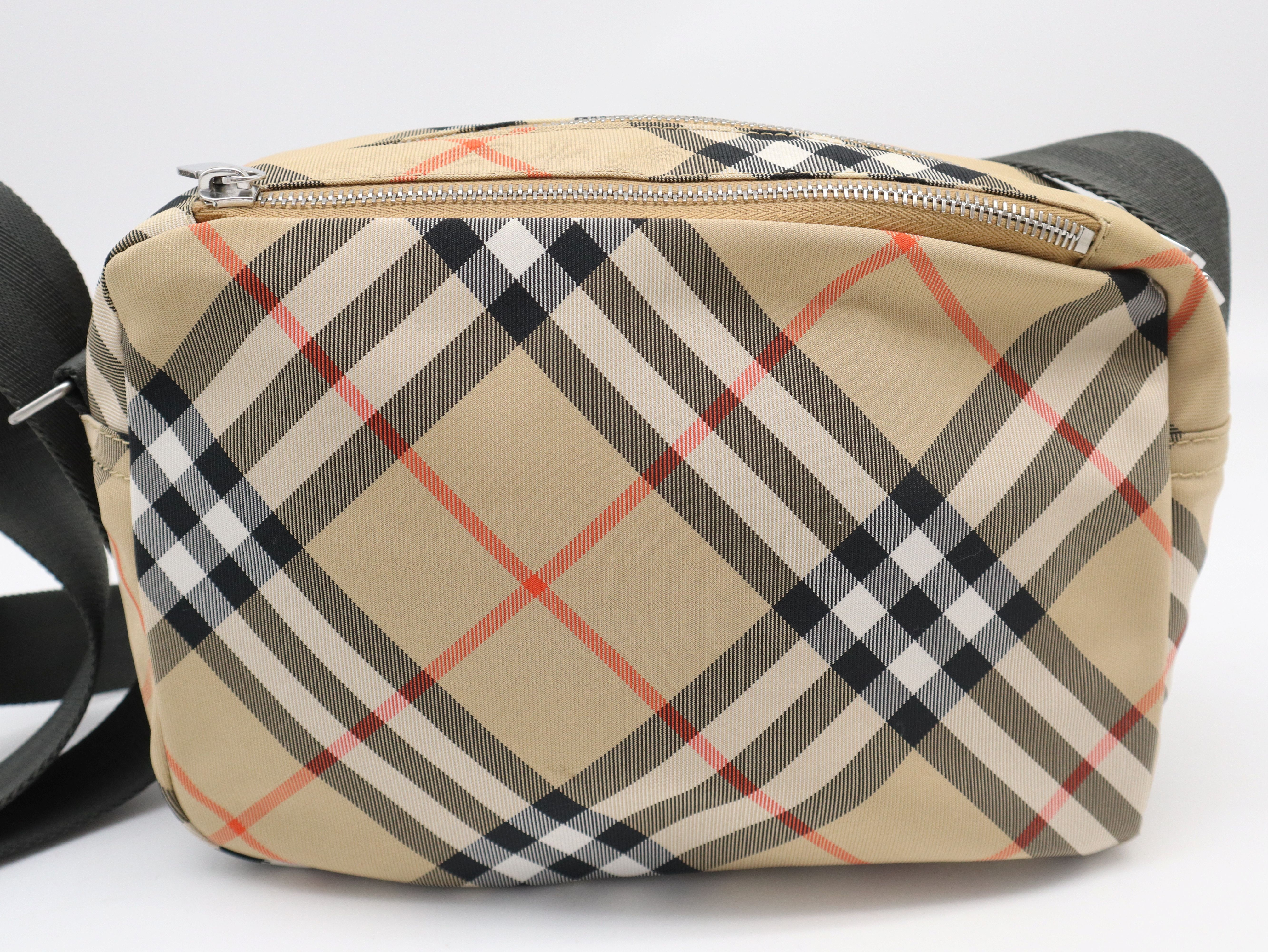 Canvas Nova Check Shoulder Bag, Beige, Silver Hardware, with Dust Bag. — view 2