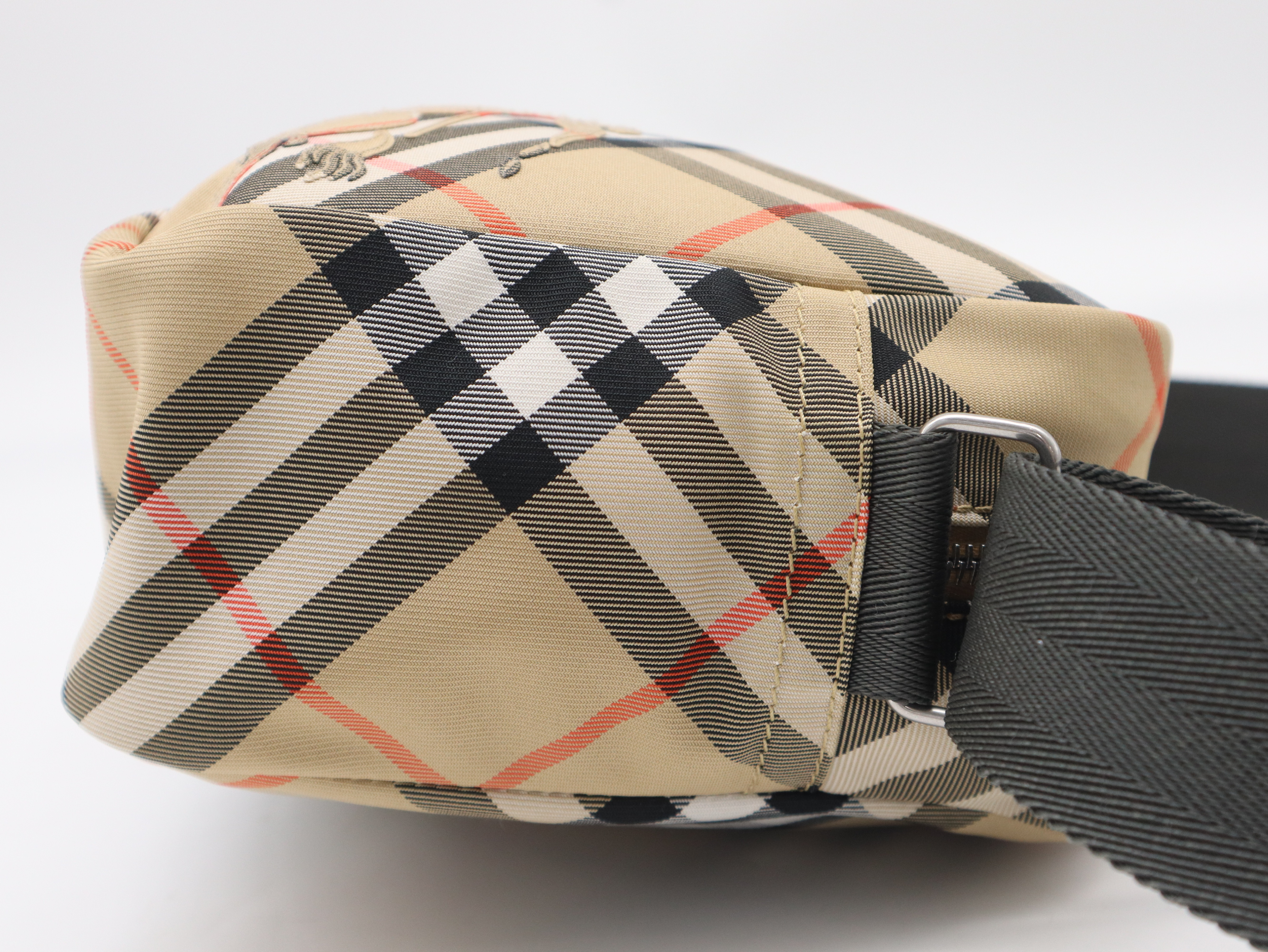 Canvas Nova Check Shoulder Bag, Beige, Silver Hardware, with Dust Bag. — view 4