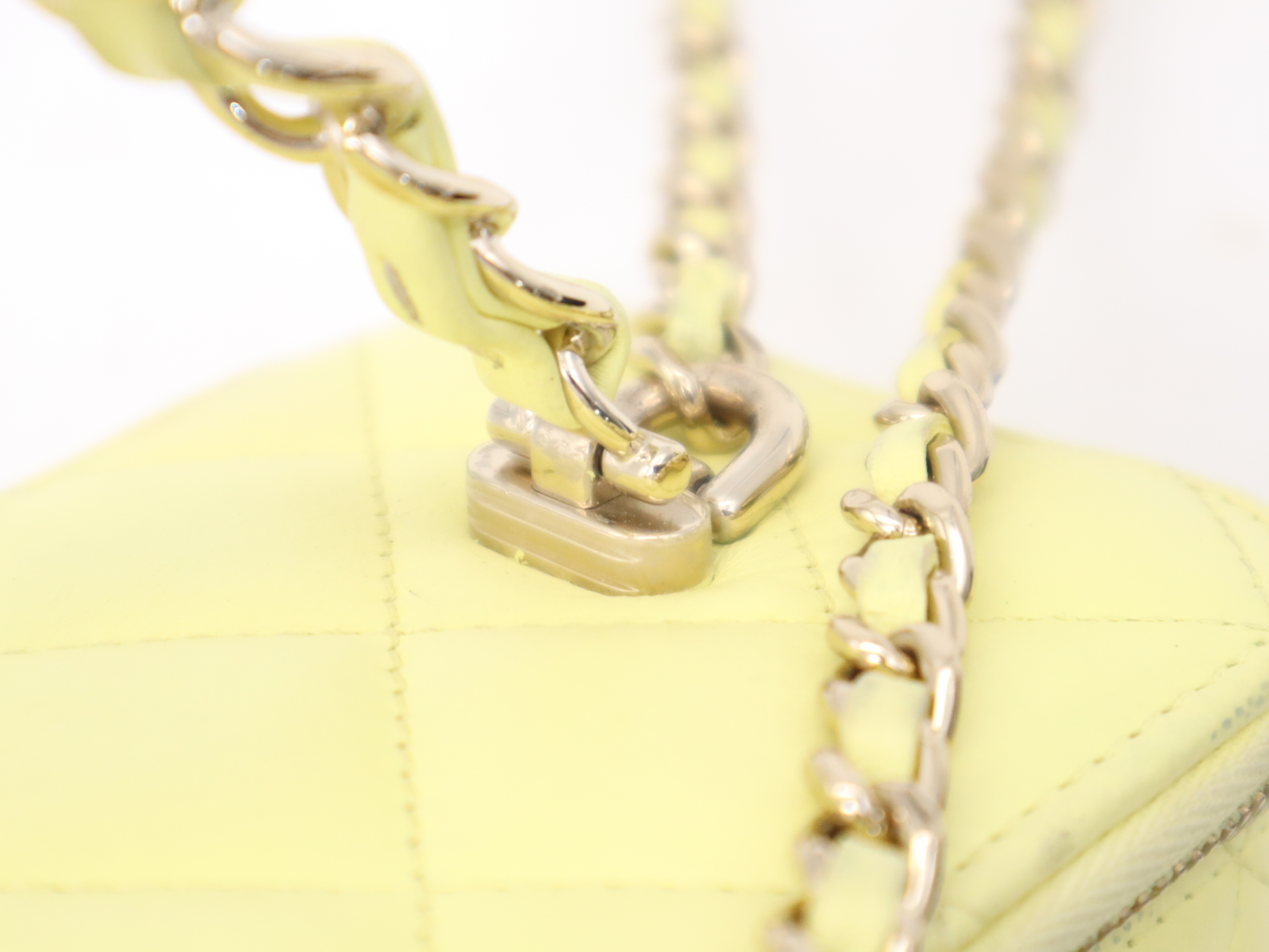 Lambskin Vanity Bag, Yellow, Gold Hardware, with Dust Bag, Handbag — view 8