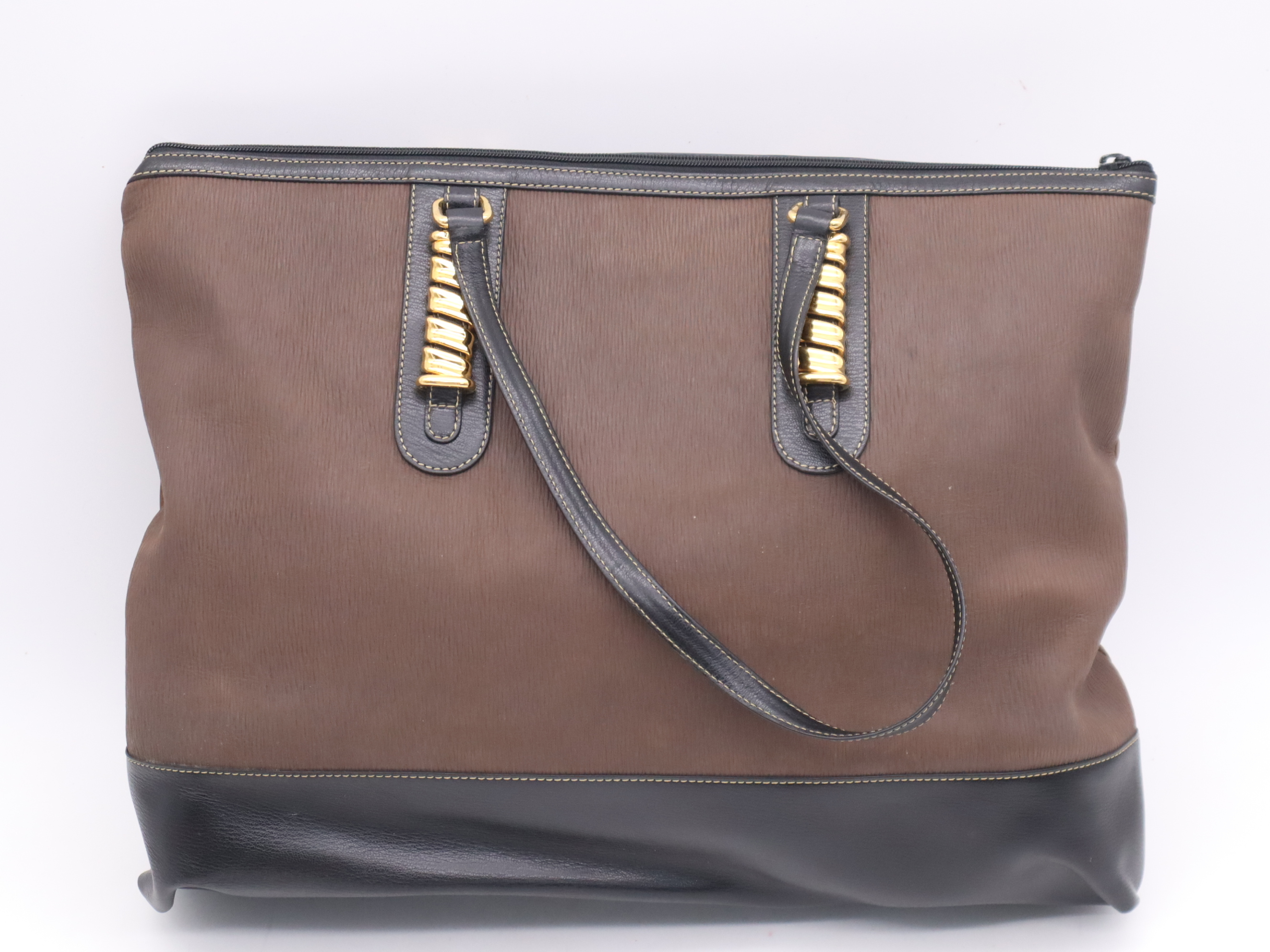 logo brown and black tote bag with dust bag — view 2