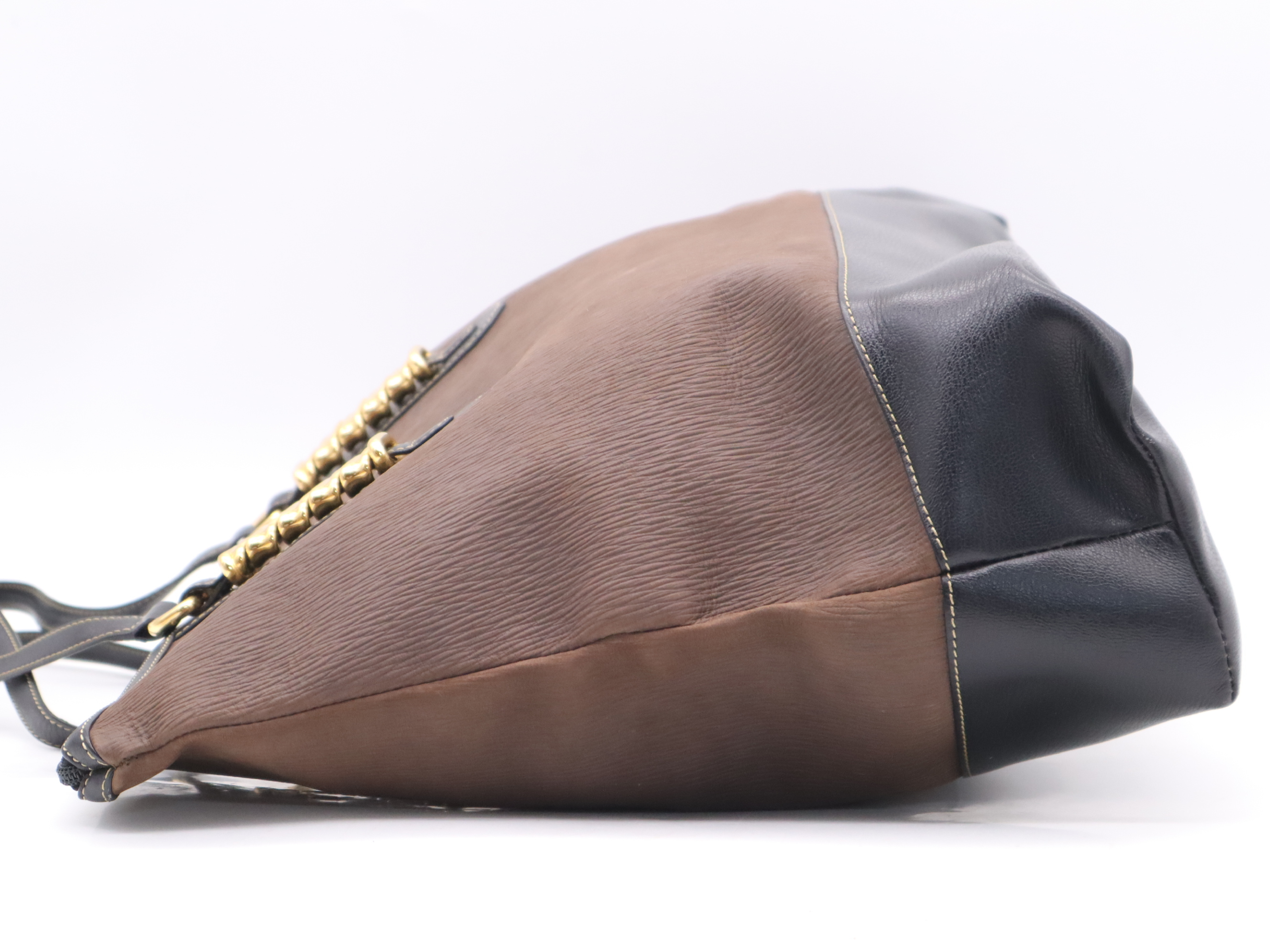 logo brown and black tote bag with dust bag — view 3