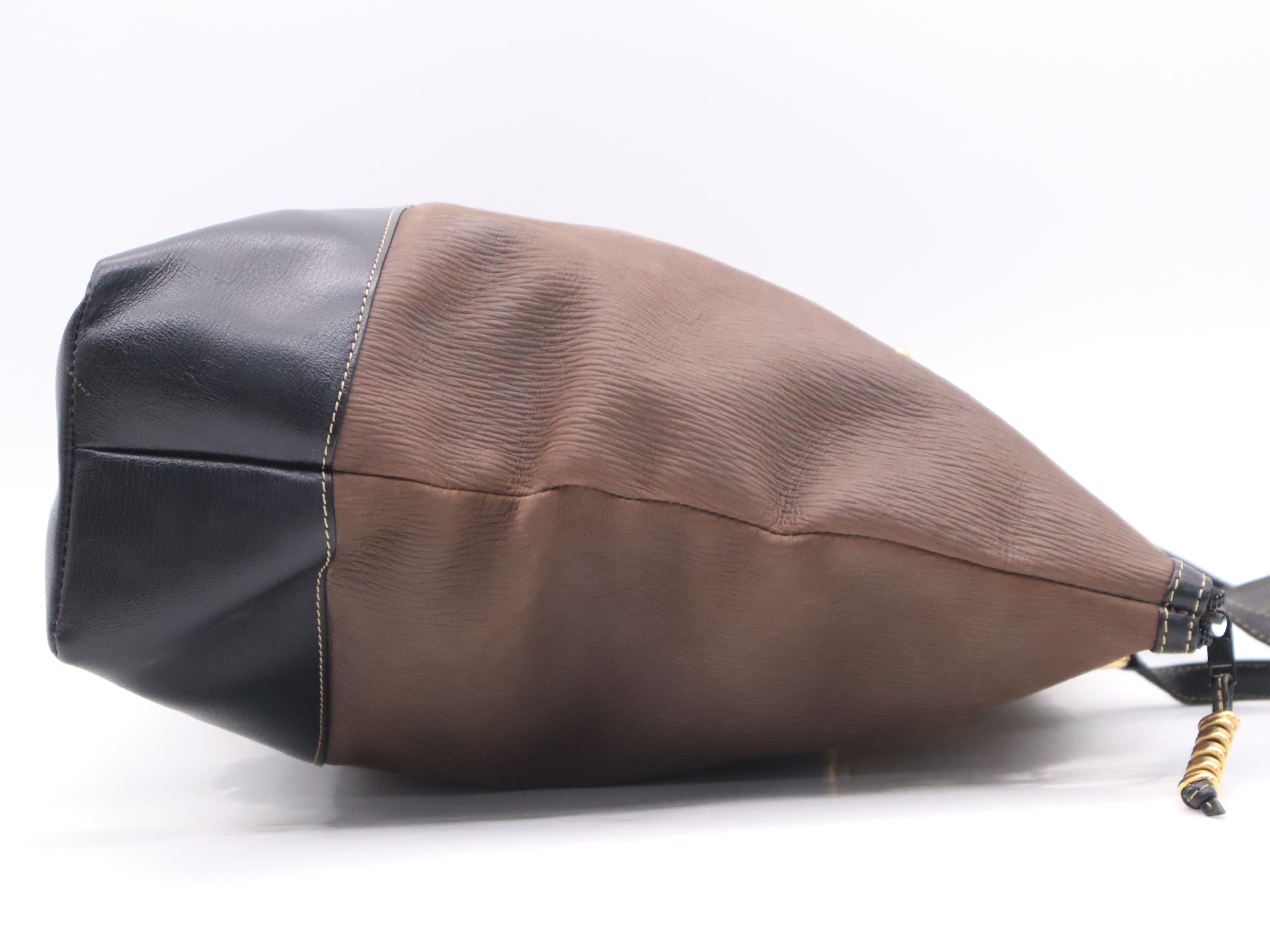 logo brown and black tote bag with dust bag — view 5