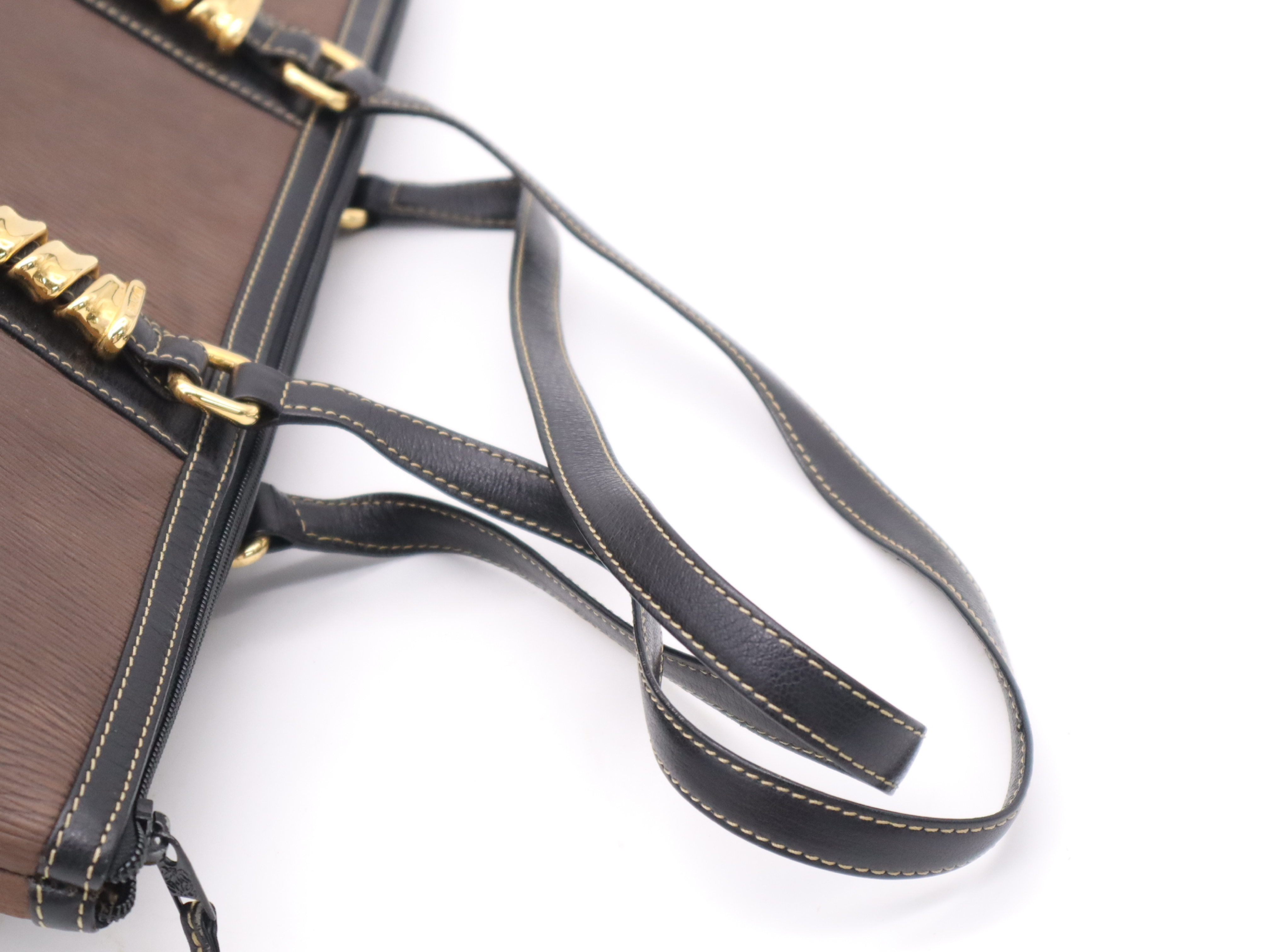 logo brown and black tote bag with dust bag — view 6