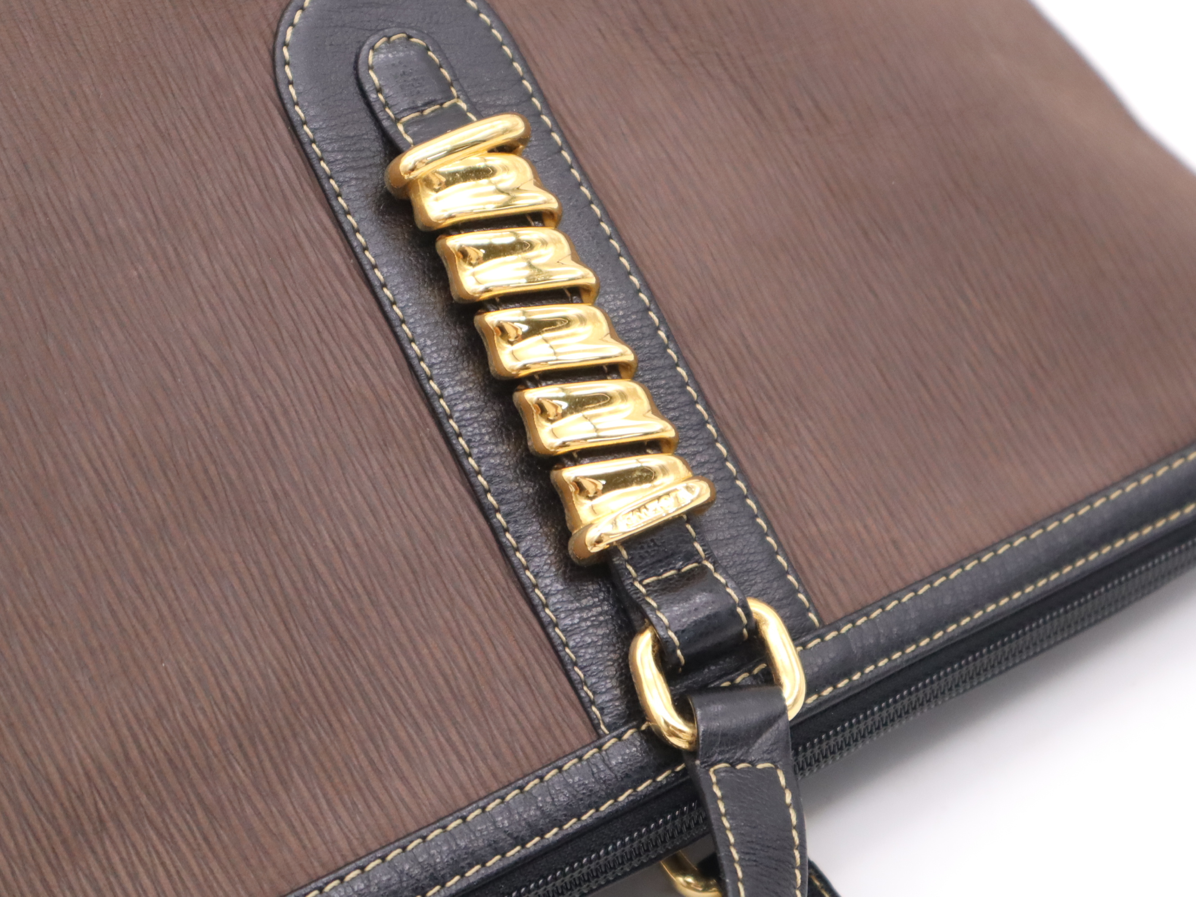 logo brown and black tote bag with dust bag — view 8