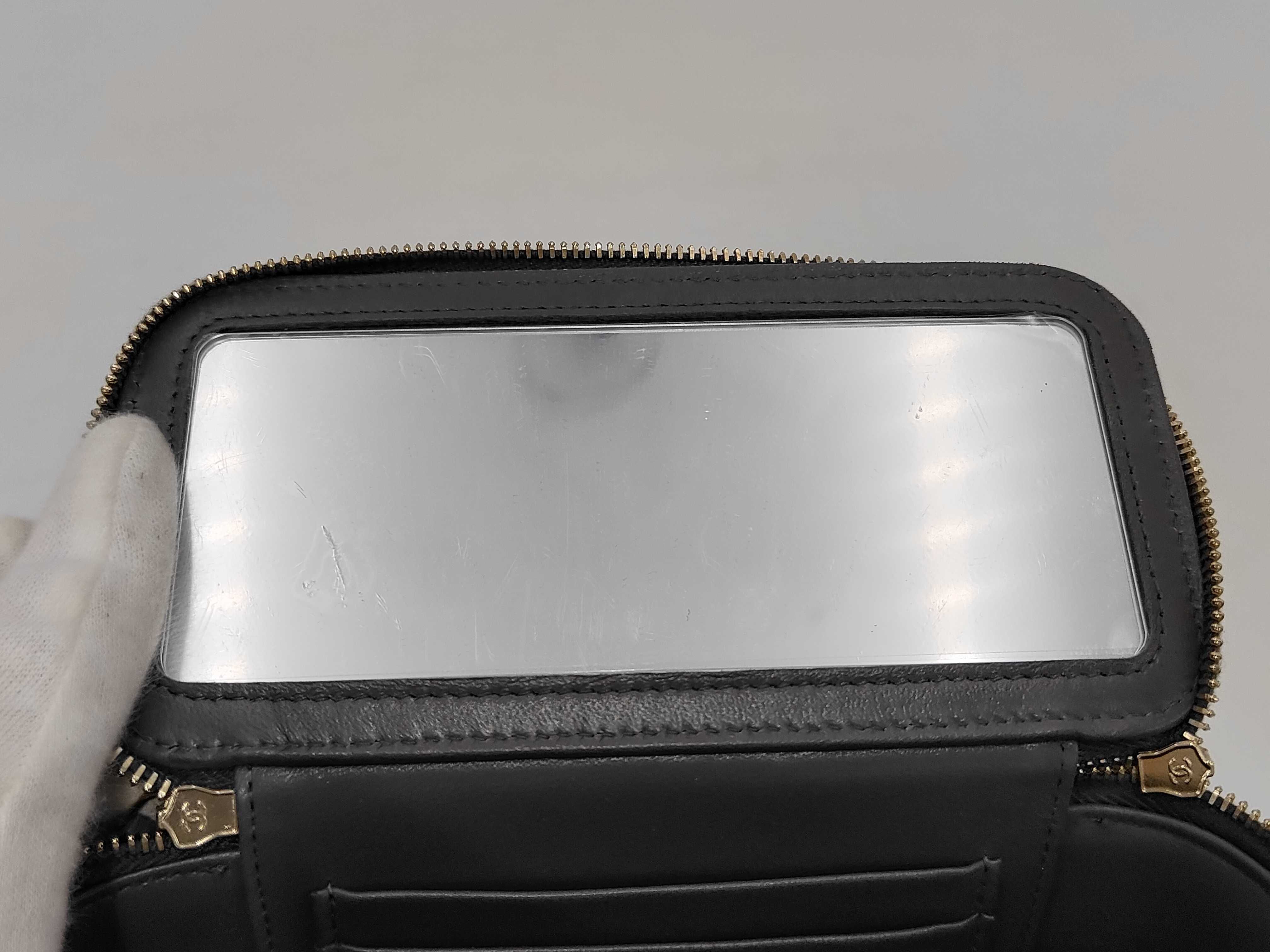 Matelassé Vanity Chain Shoulder Bag, Lambskin, Gray, Gold Hardware. — view 11
