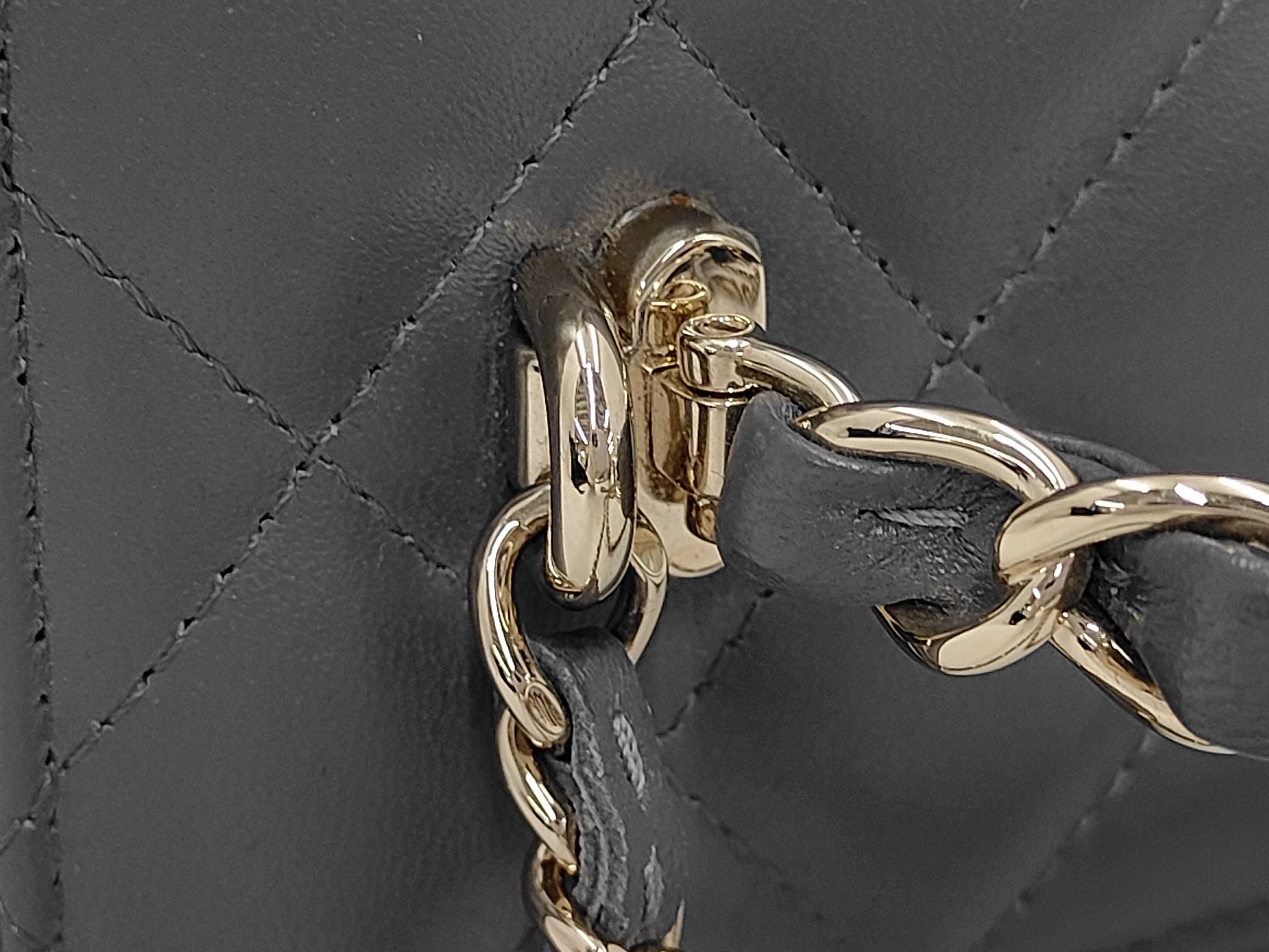 Matelassé Vanity Chain Shoulder Bag, Lambskin, Gray, Gold Hardware. — view 6