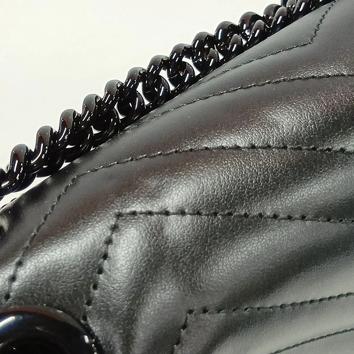 GG Marmont 443497 Leather Chain Shoulder Bag, Black — view 11