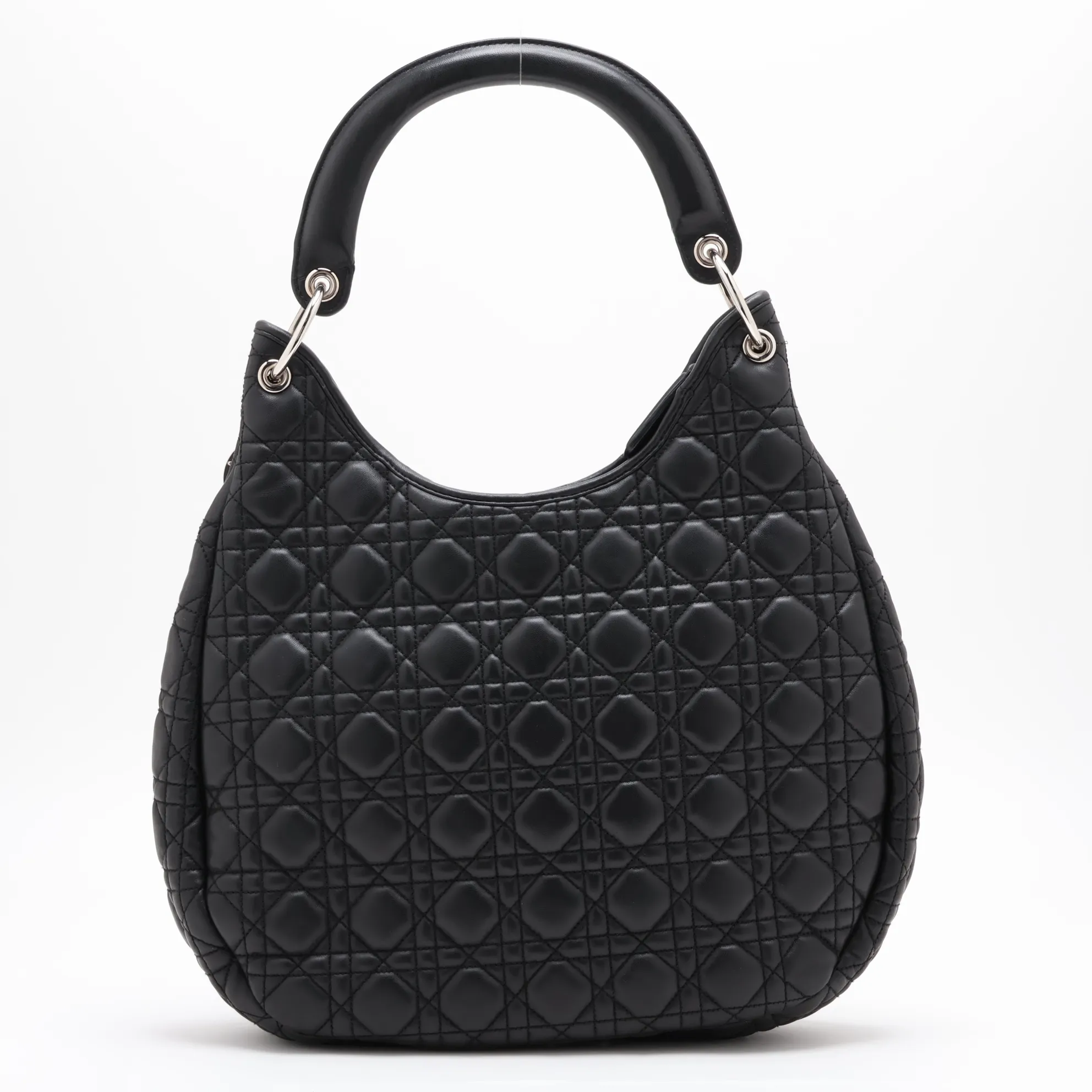 Cannage Leather Handbag, Black — view 2