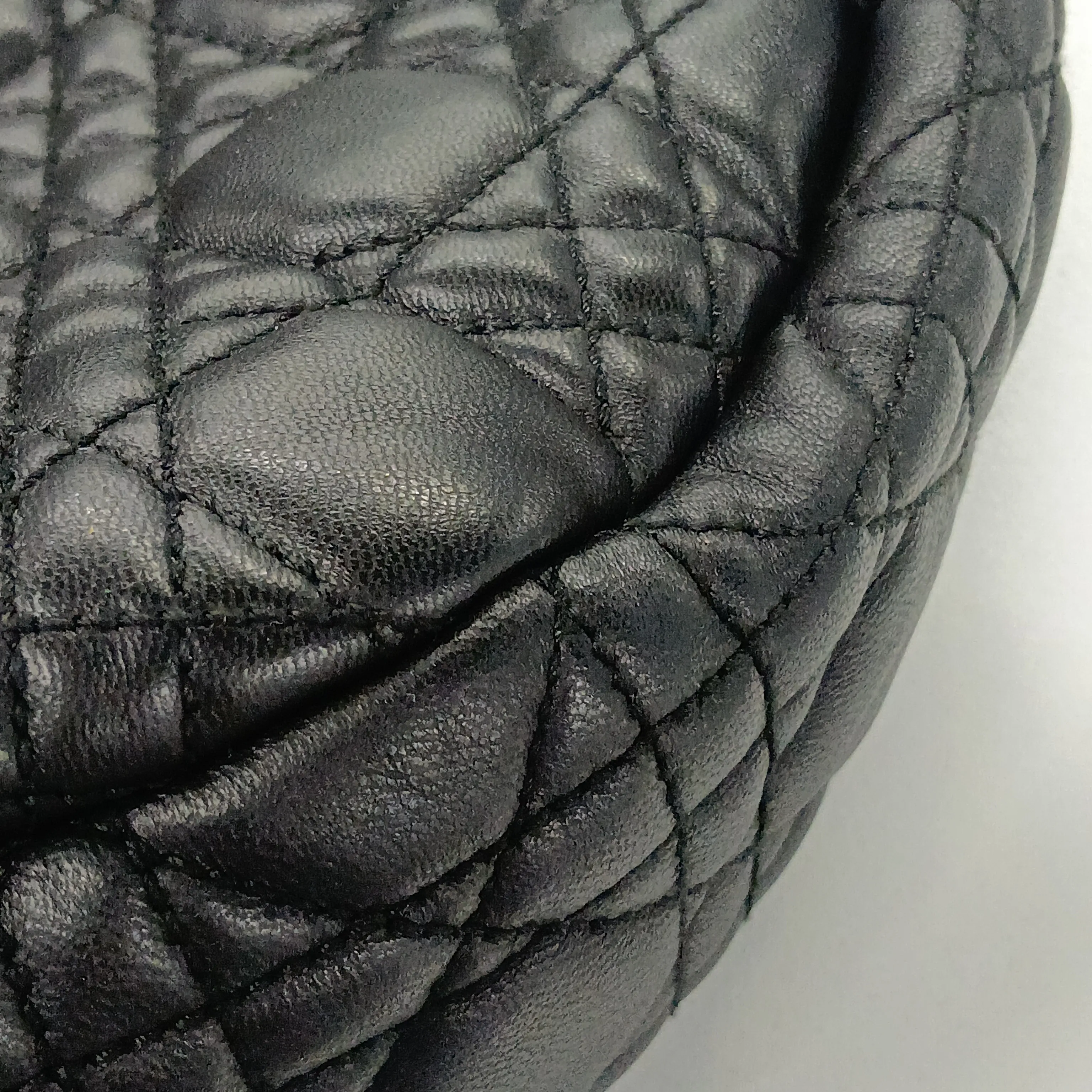 Cannage Leather Handbag, Black — view 12