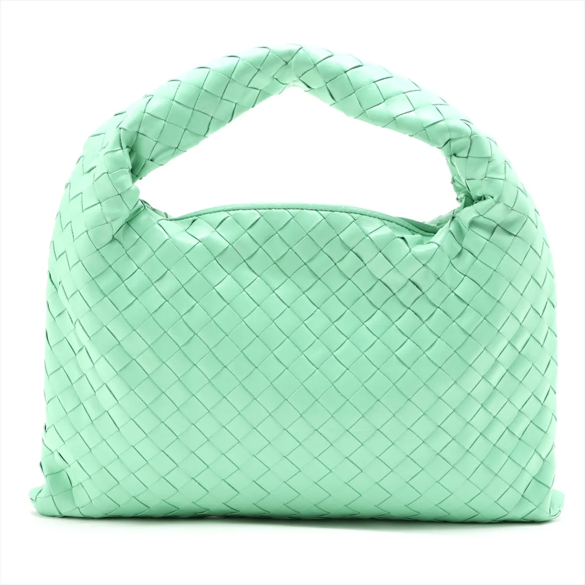 Intrecciato Small Hop Leather Shoulder Bag, Green — view 2