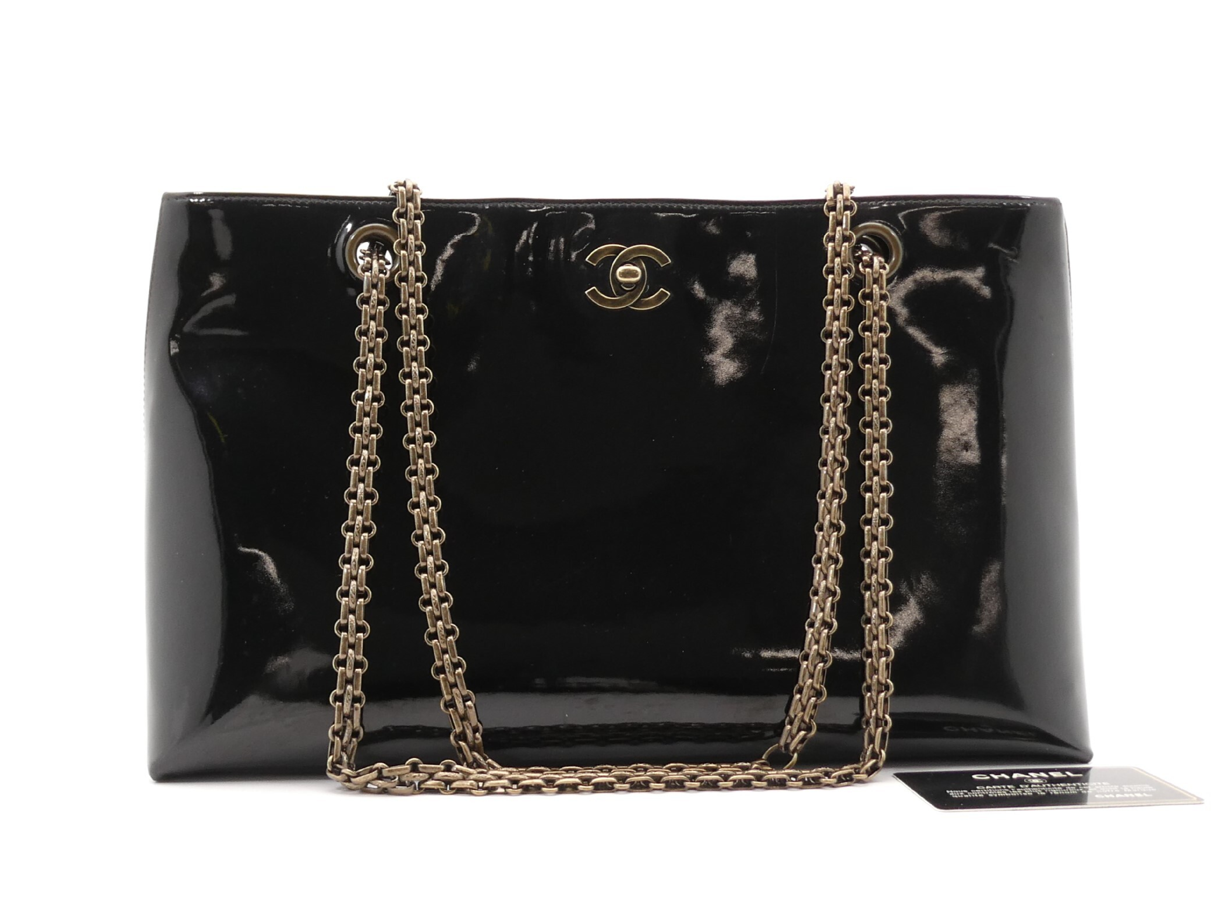 Enamel Coco Mark Chain Tote Bag