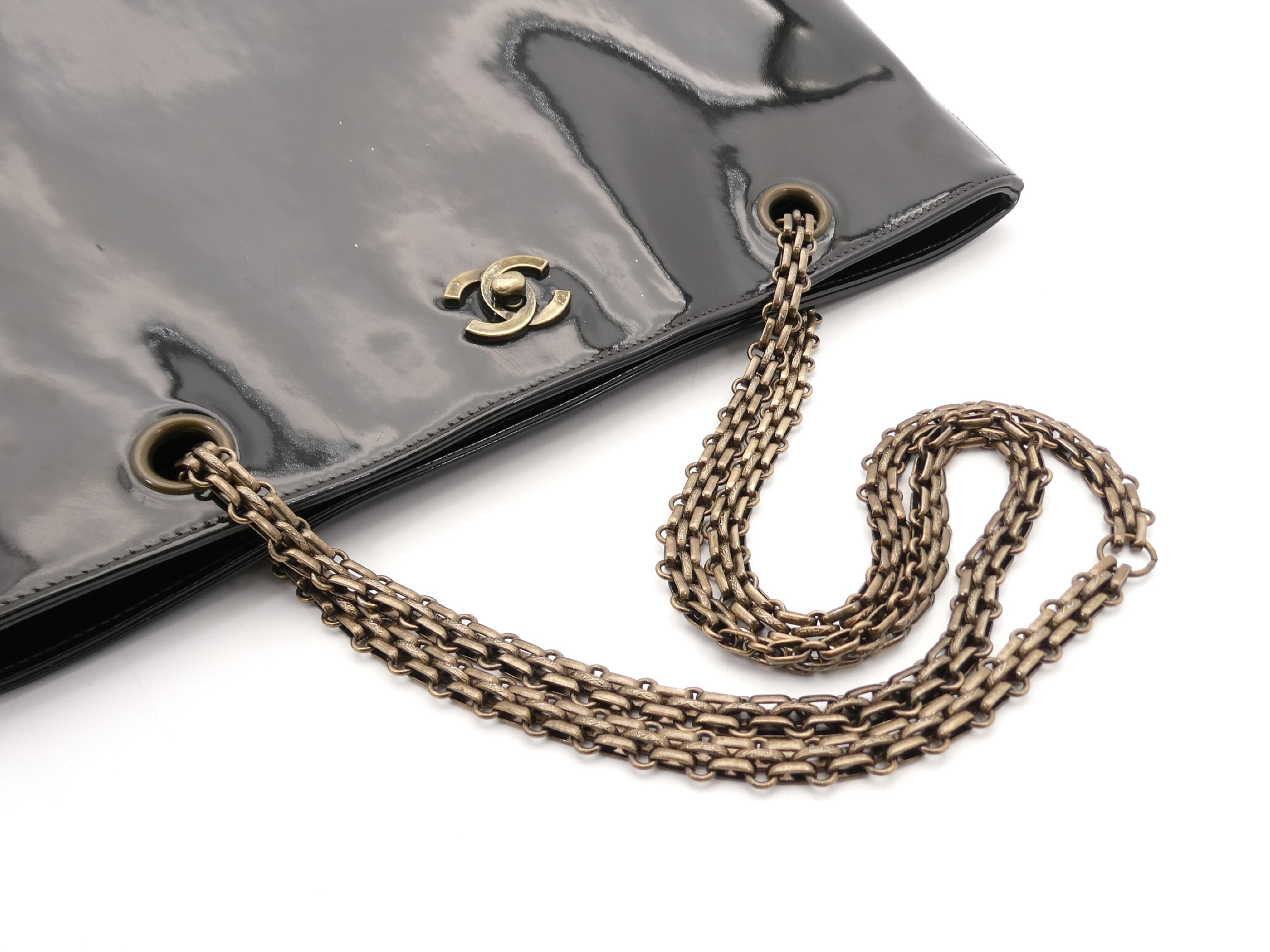 Enamel Coco Mark Chain Tote Bag — view 6