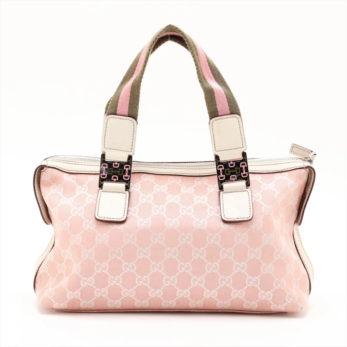 GG Canvas x Leather Handbag Pink x White 145759 — view 2