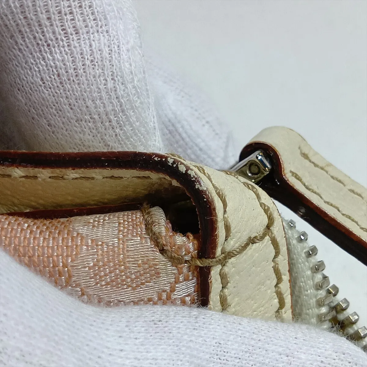 GG Canvas x Leather Handbag Pink x White 145759 — view 11