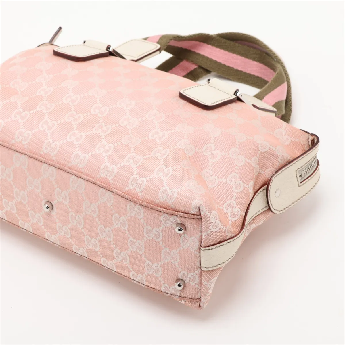 GG Canvas x Leather Handbag Pink x White 145759 — view 3