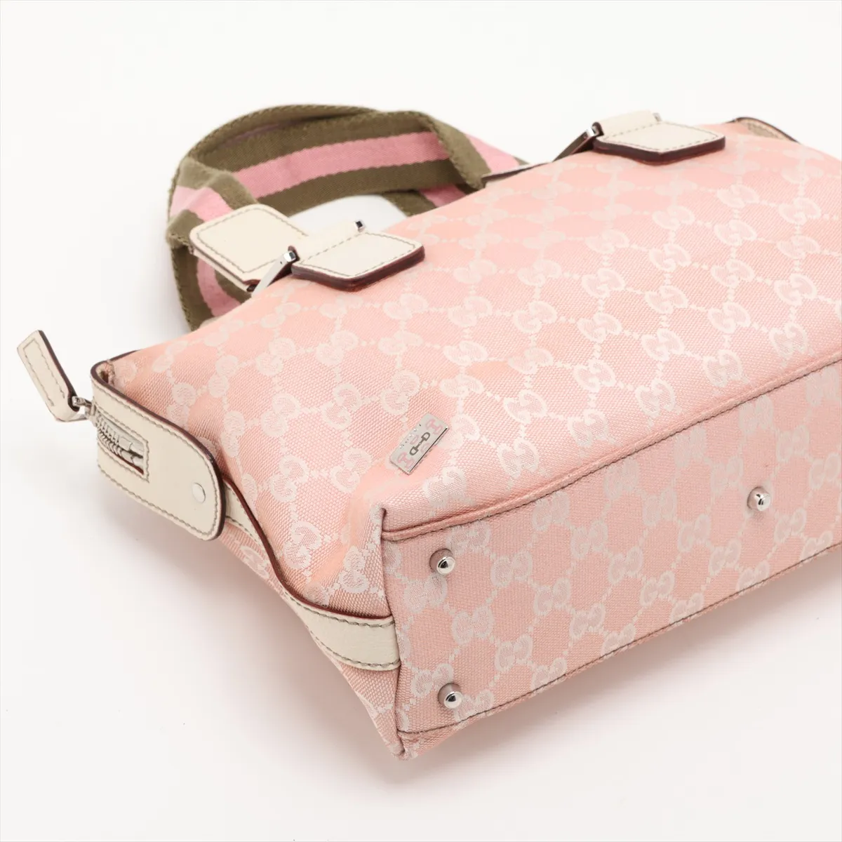 GG Canvas x Leather Handbag Pink x White 145759 — view 4