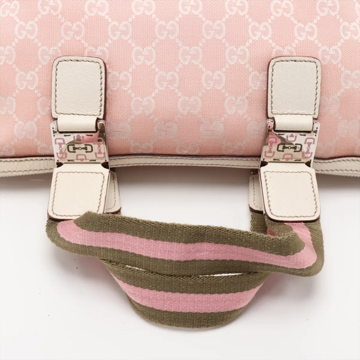 GG Canvas x Leather Handbag Pink x White 145759 — view 5