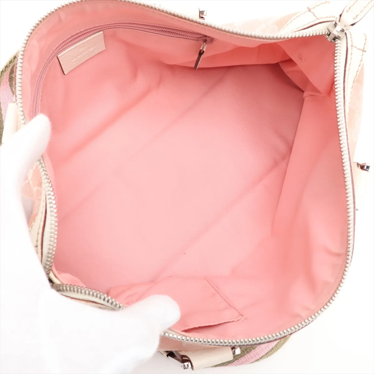 GG Canvas x Leather Handbag Pink x White 145759 — view 7