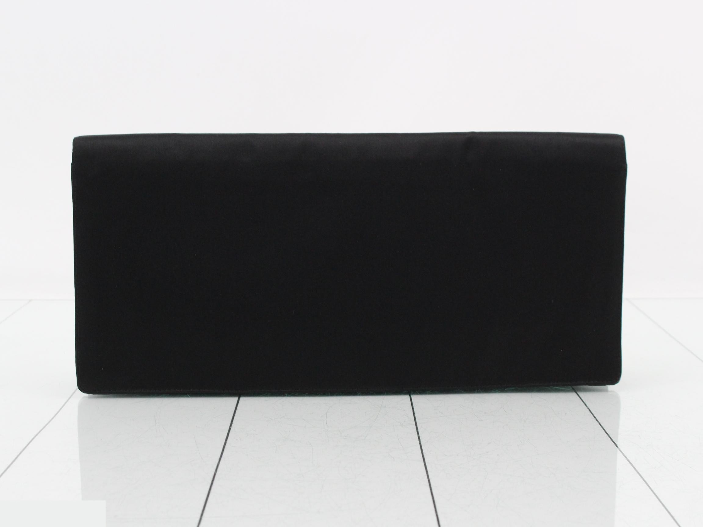 Clutch bag, silk/satin, black — view 2