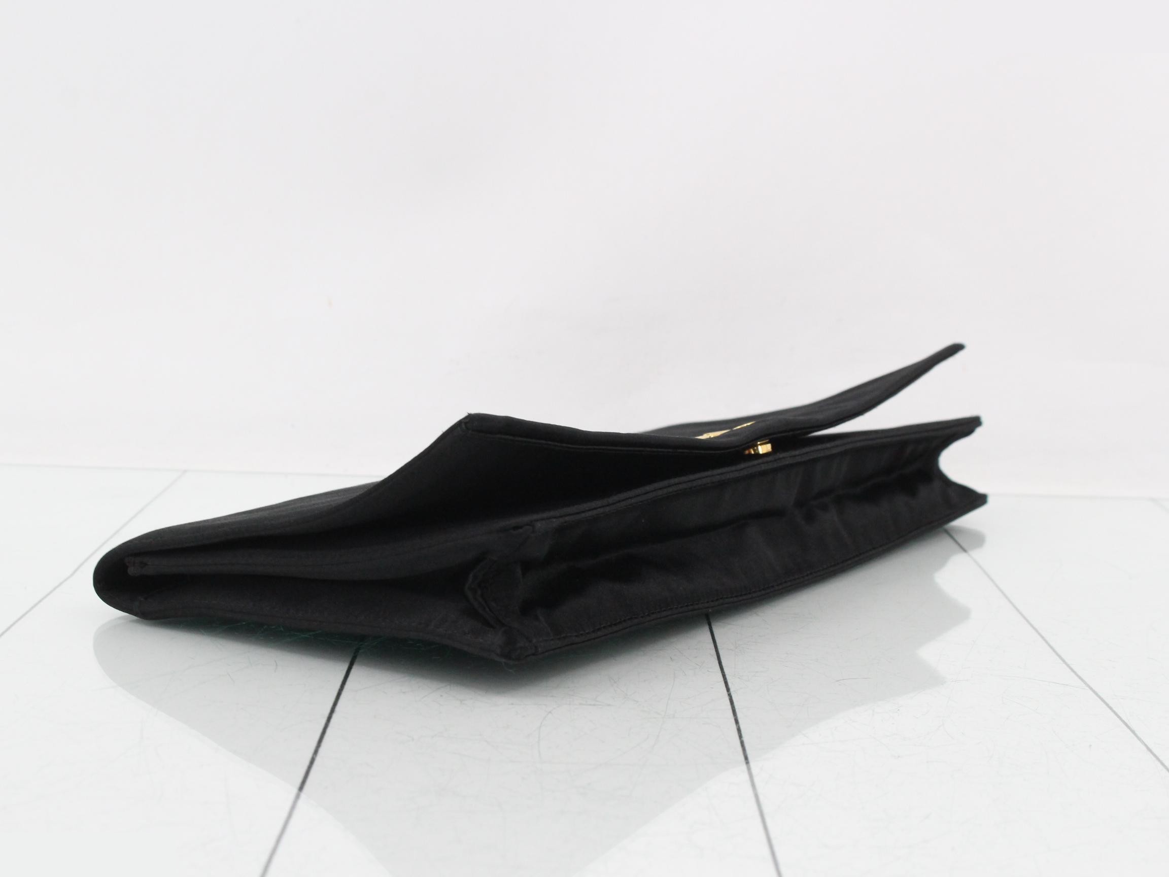 Clutch bag, silk/satin, black — view 5