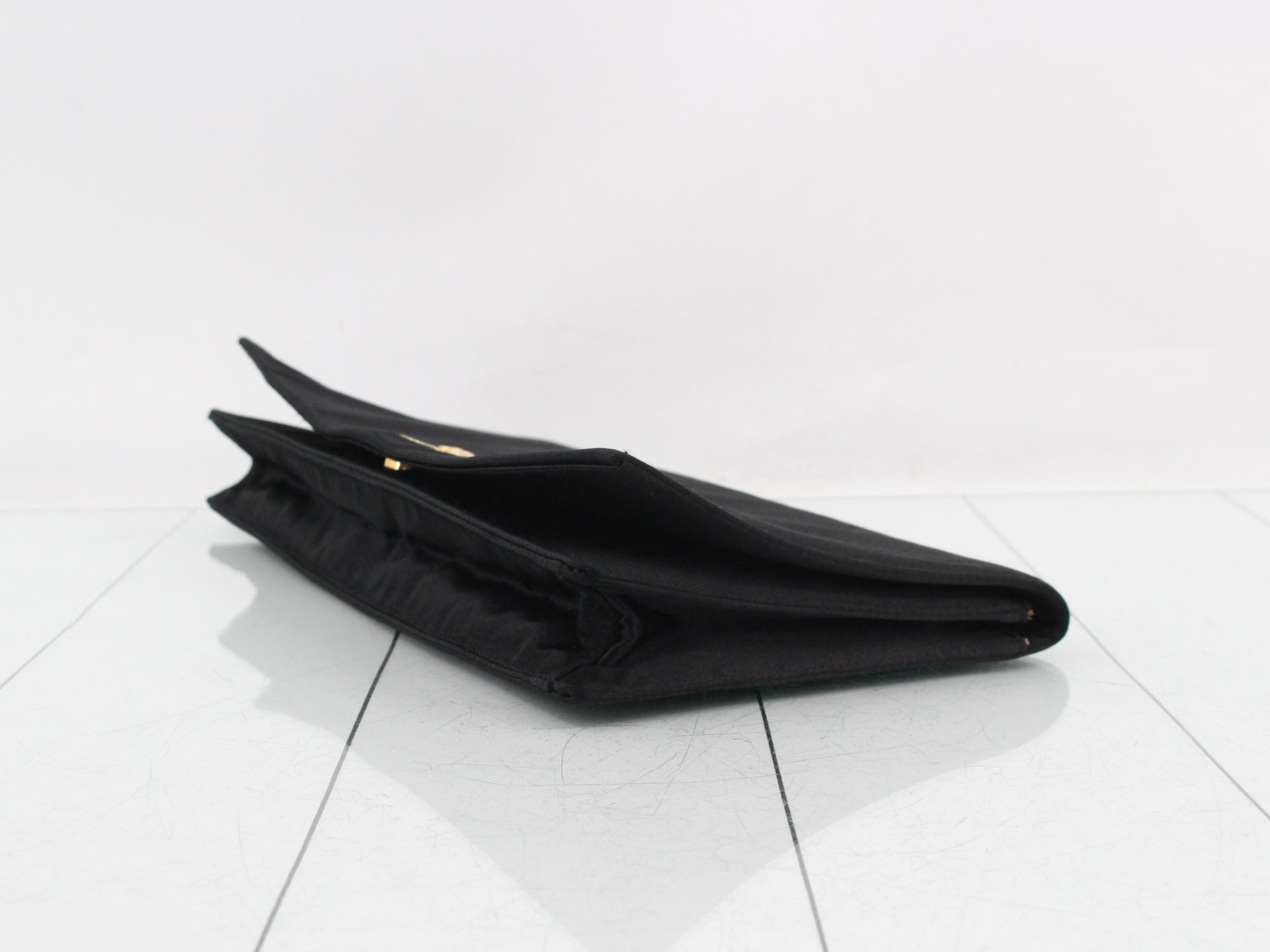 Clutch bag, silk/satin, black — view 6