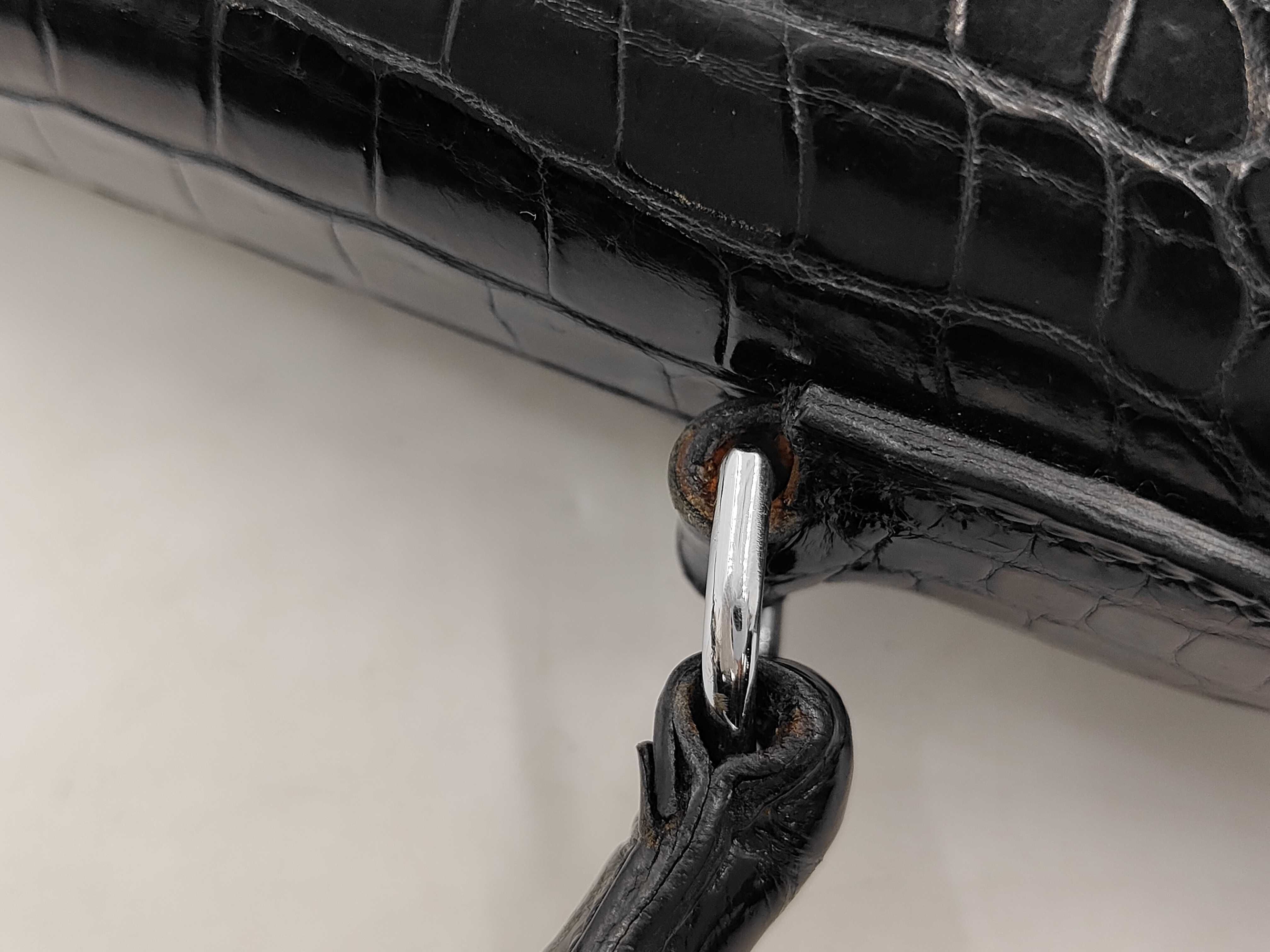 Kelly 28 Sellier Crocodile Black Silver Hardware E: 1975 Handbag — view 5