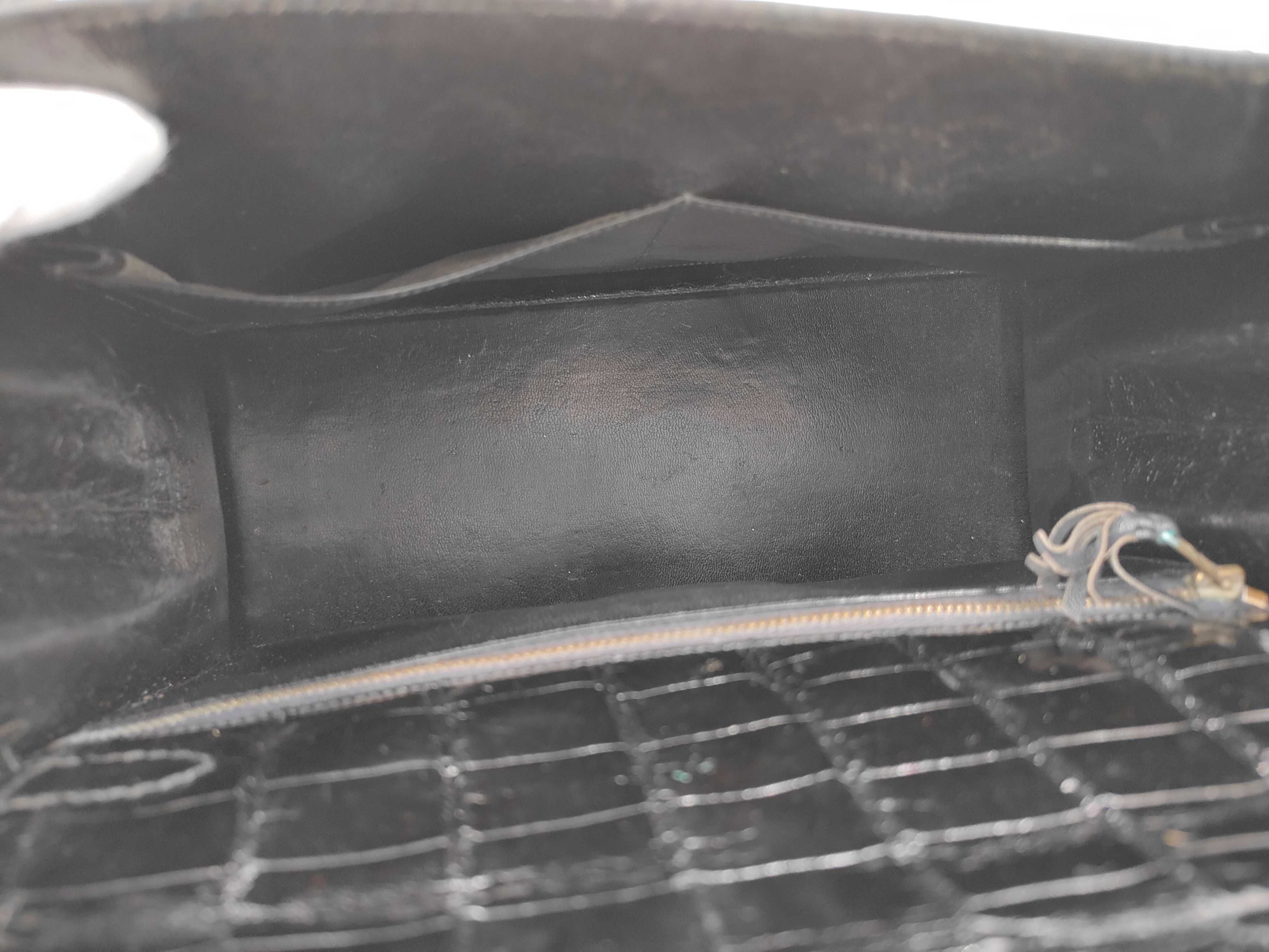 Kelly 28 Sellier Crocodile Black Silver Hardware E: 1975 Handbag — view 9