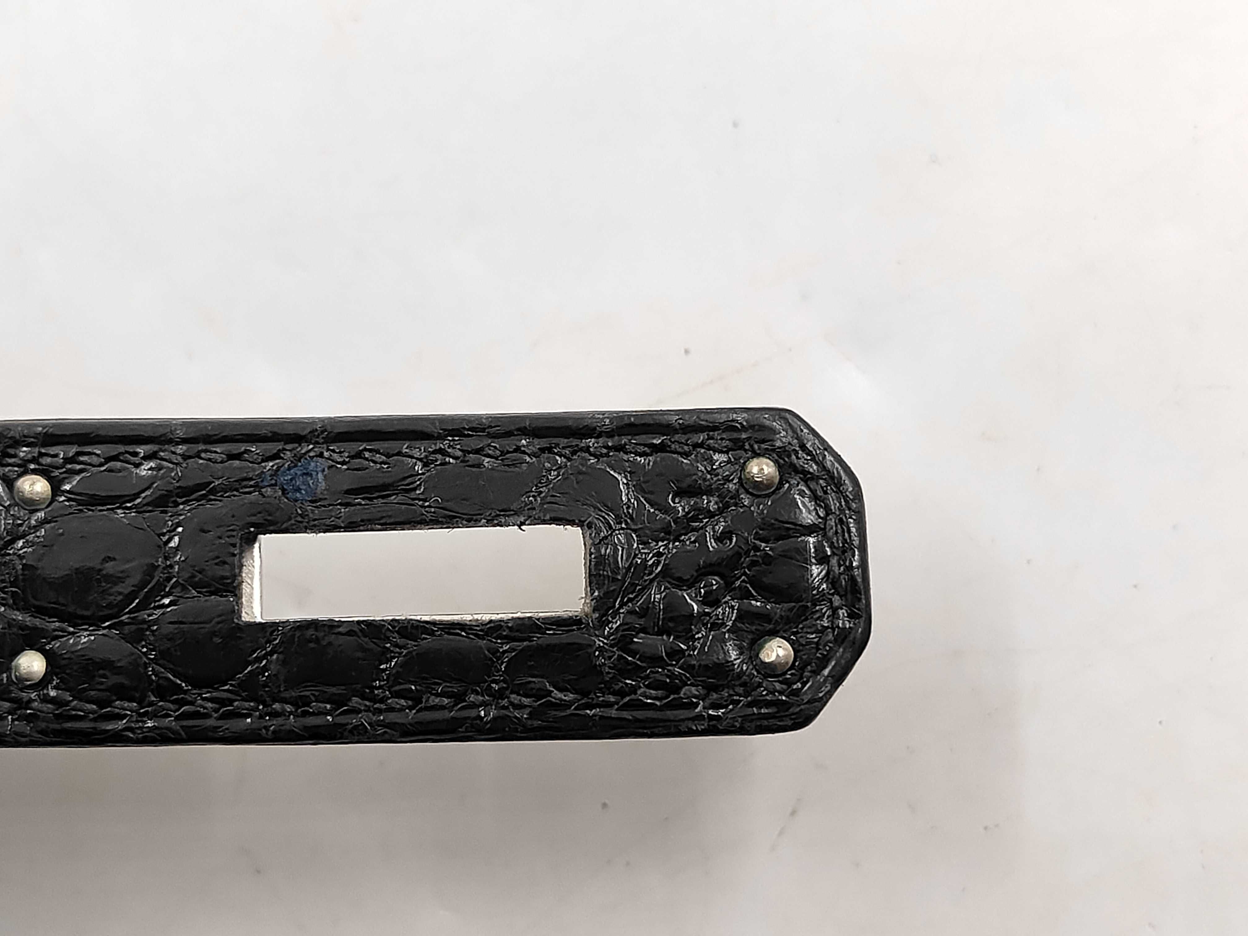Kelly 28 Sellier Crocodile Black Silver Hardware E: 1975 Handbag — view 10