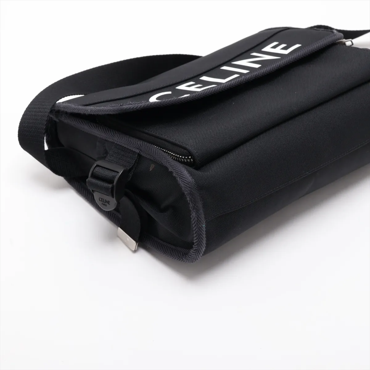 Logo Canvas Shoulder Bag, Black — view 4