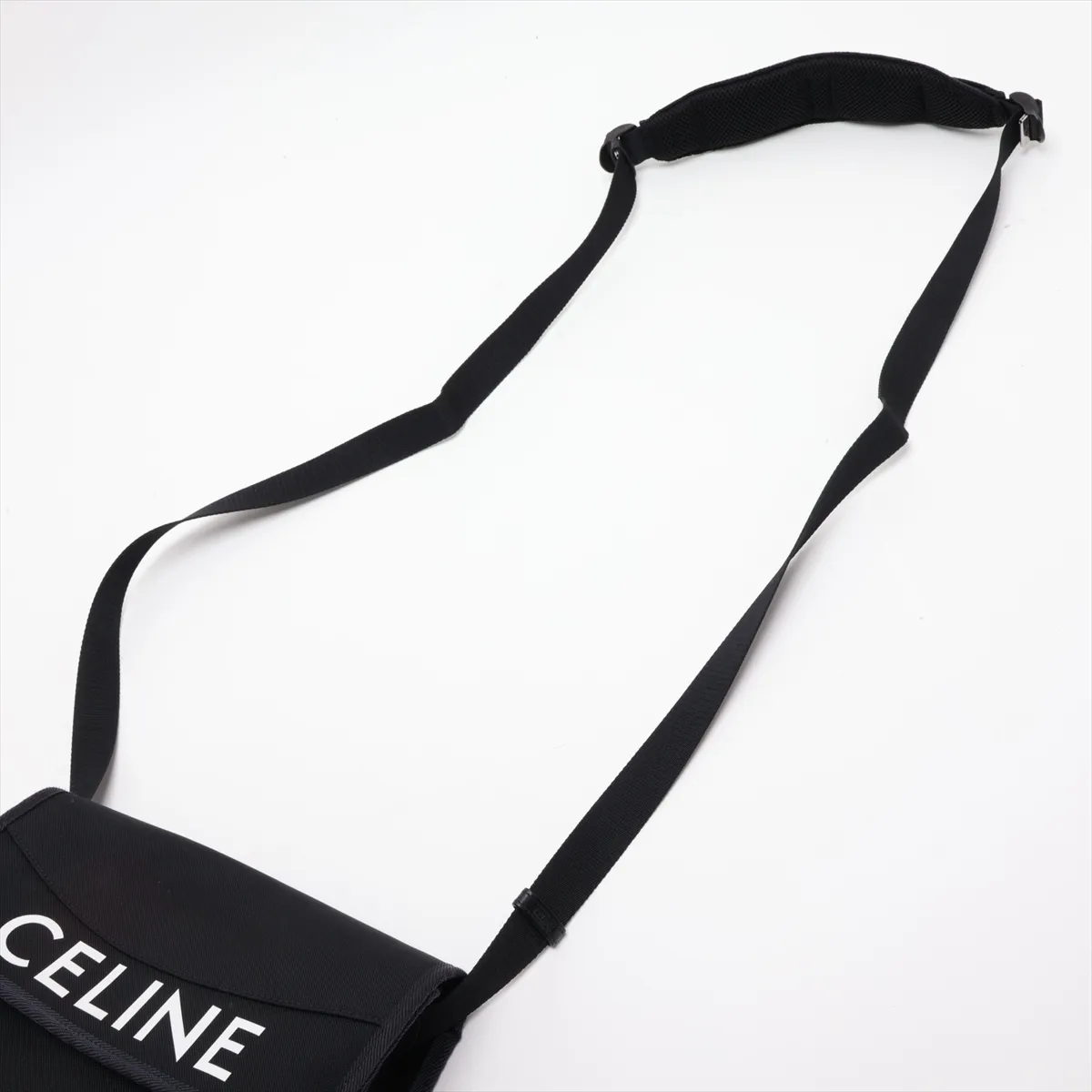 Logo Canvas Shoulder Bag, Black — view 5