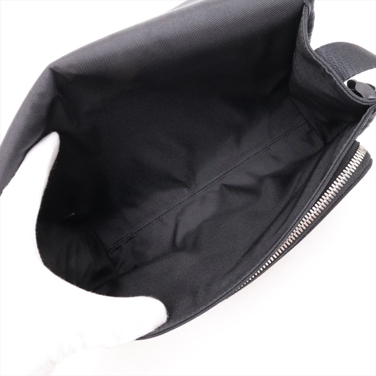 Logo Canvas Shoulder Bag, Black — view 6