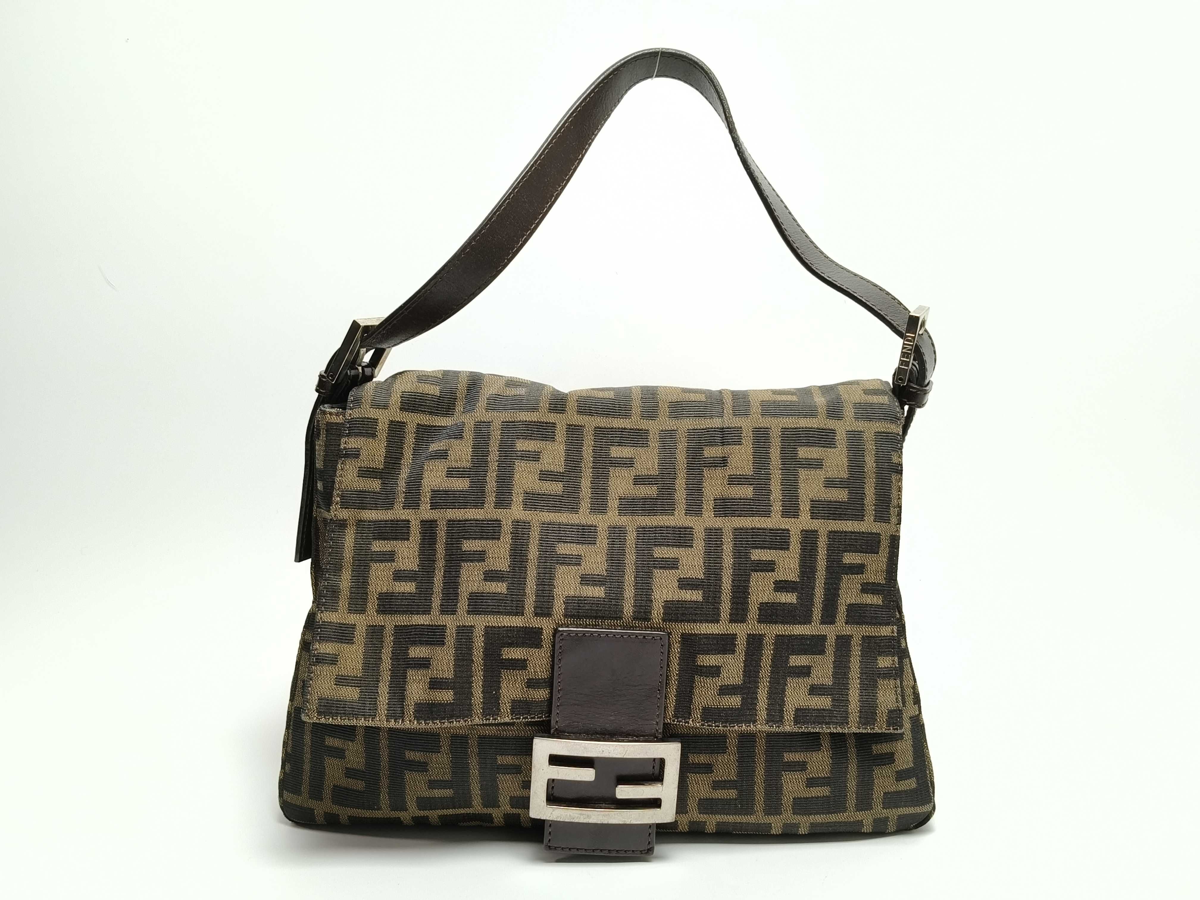 Zucca pattern Fendi Zucca handbag Mamma Bucket brown shoulder bag