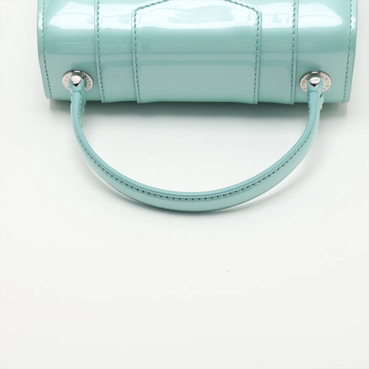 Serpenti Patent Leather 2-Way Handbag, Green, with Mirror — view 5