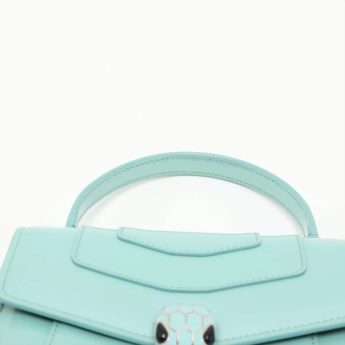 Serpenti Patent Leather 2-Way Handbag, Green, with Mirror — view 6
