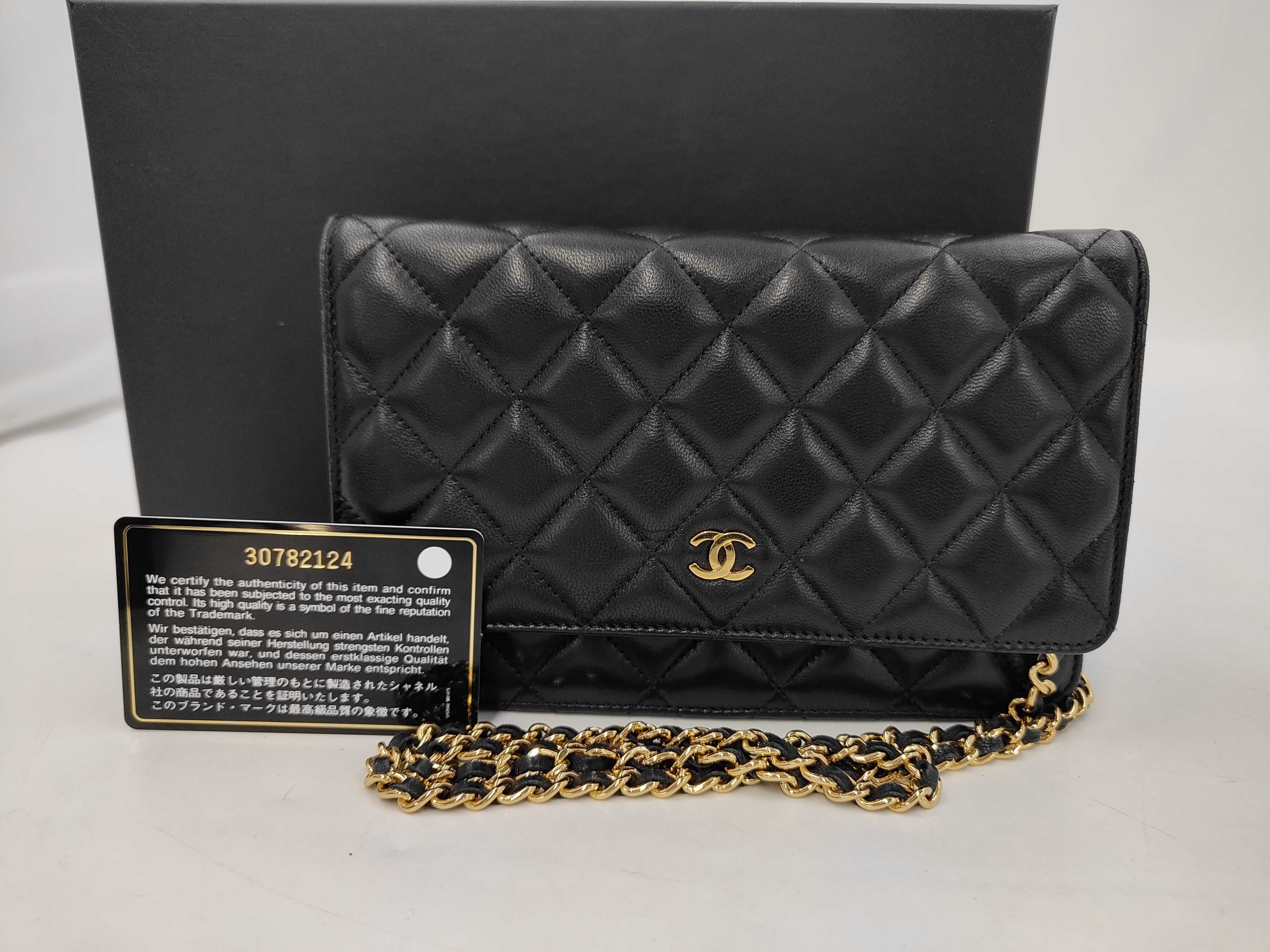 Matelassé Chain Wallet WOC Black Lambskin Gold Hardware Bag