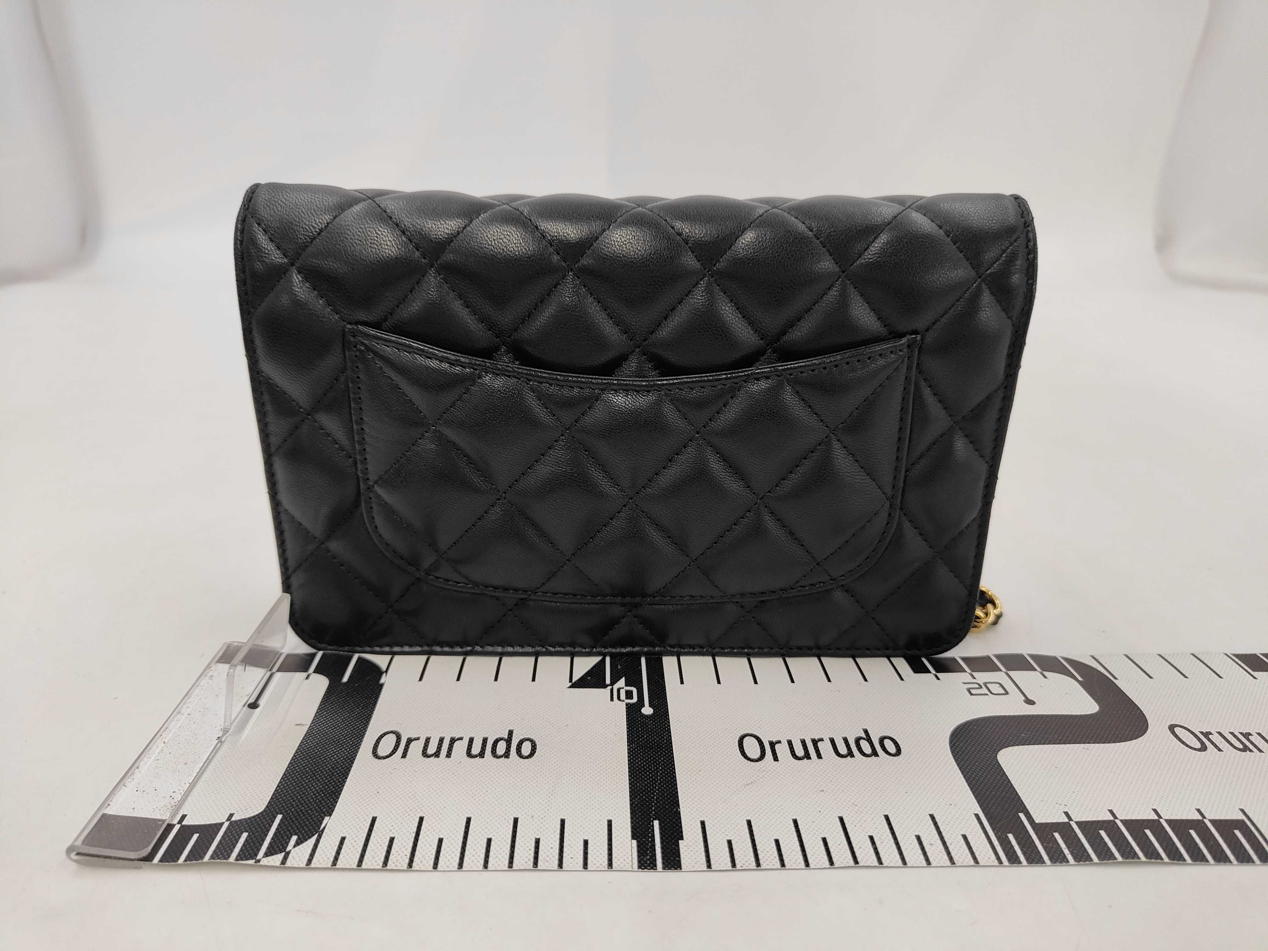 Matelassé Chain Wallet WOC Black Lambskin Gold Hardware Bag — view 2