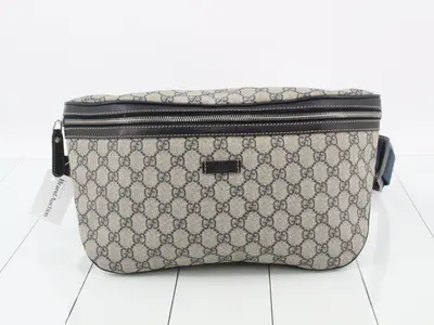 GG Plus Waist Bag, Navy, Silver Hardware, 31 x 20 x 2 cm