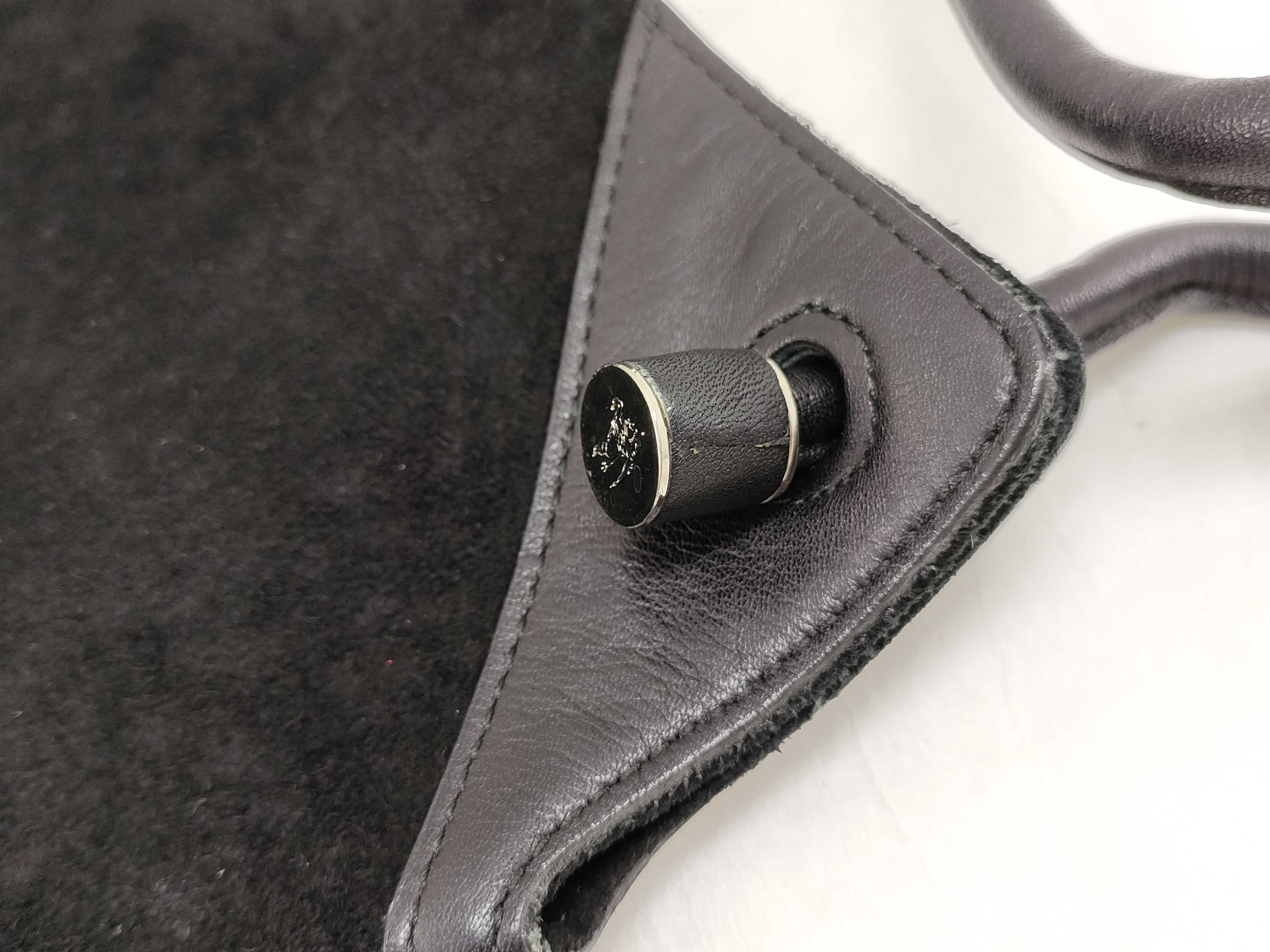 BLUE LABEL Pigskin Leather Horse Logo Black Shoulder Bag — view 5