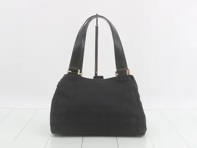 New Travel Line Nylon/Leather Semi-Shoulder Bag, Black