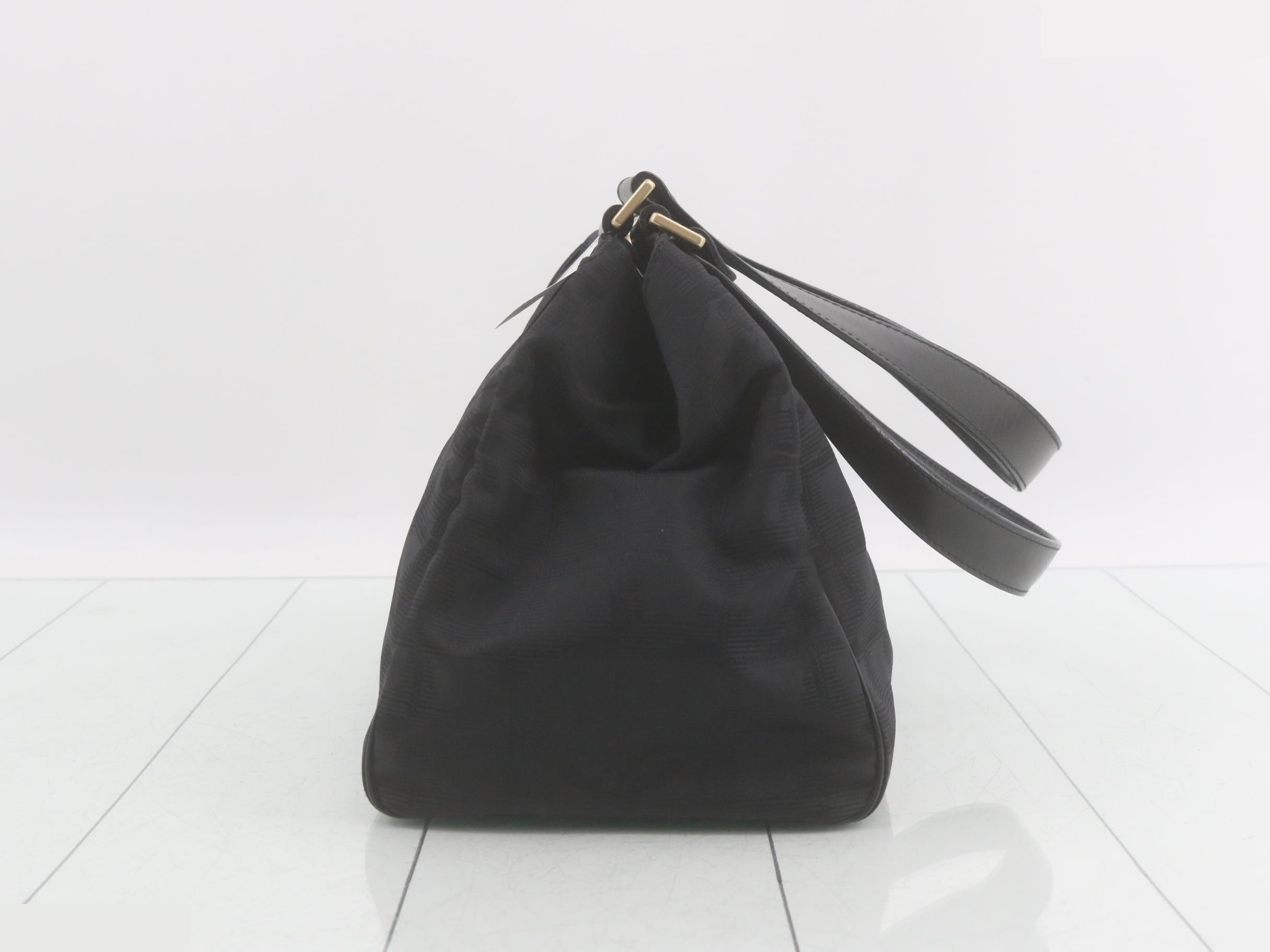 New Travel Line Nylon/Leather Semi-Shoulder Bag, Black — view 3